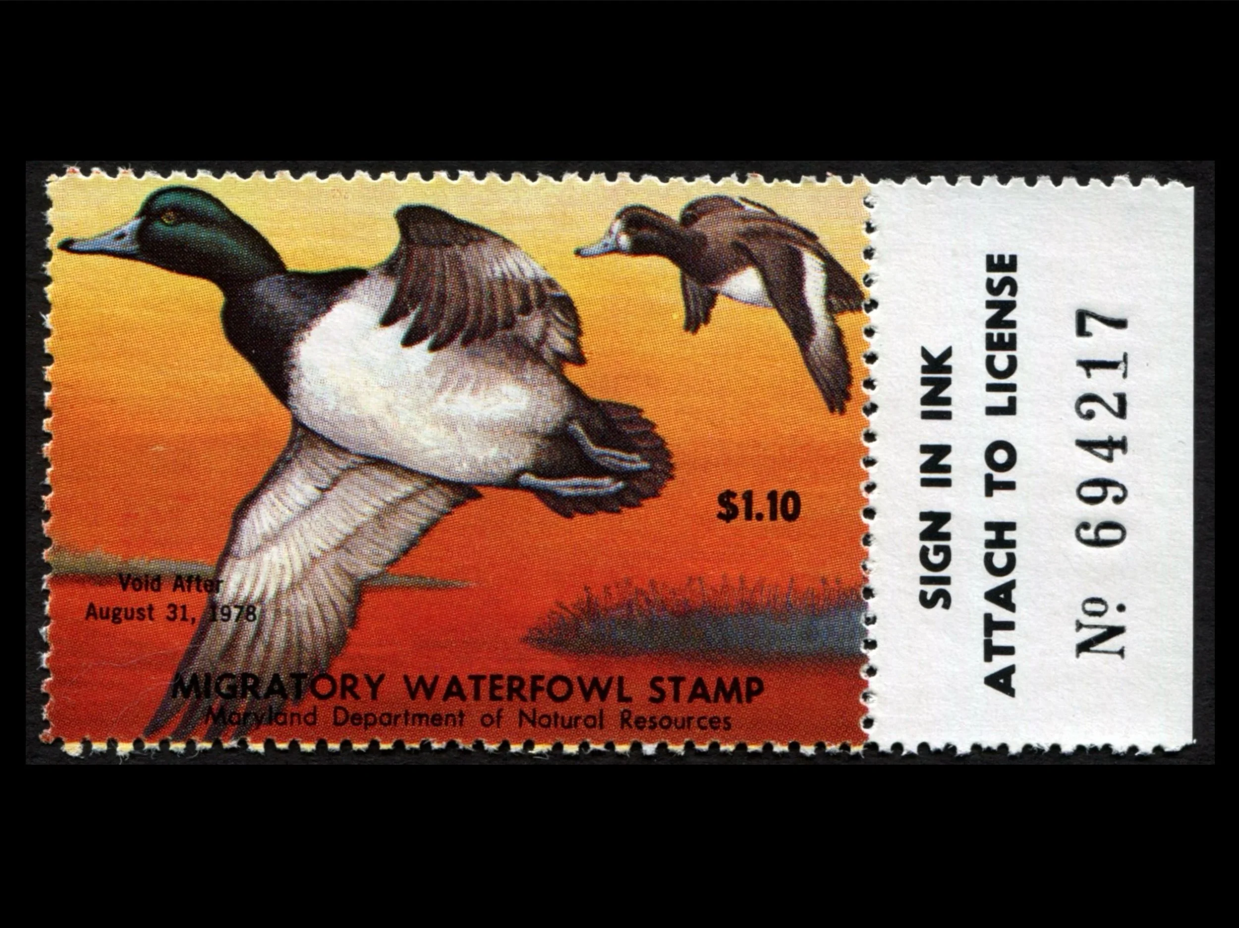 MD4 Maryland 1977 Mallards Duck Stamp, MNH