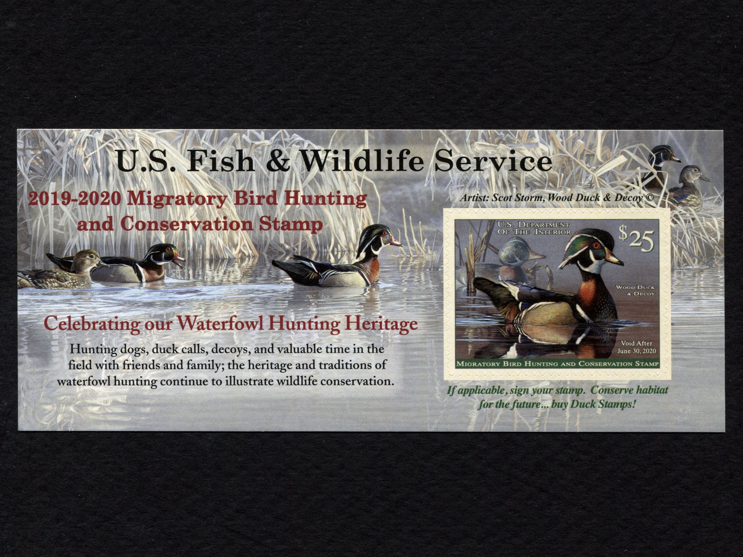 RW86A 2019-20 Wood Duck & Decoy Self-Adhesive Mint Duck Stamp
