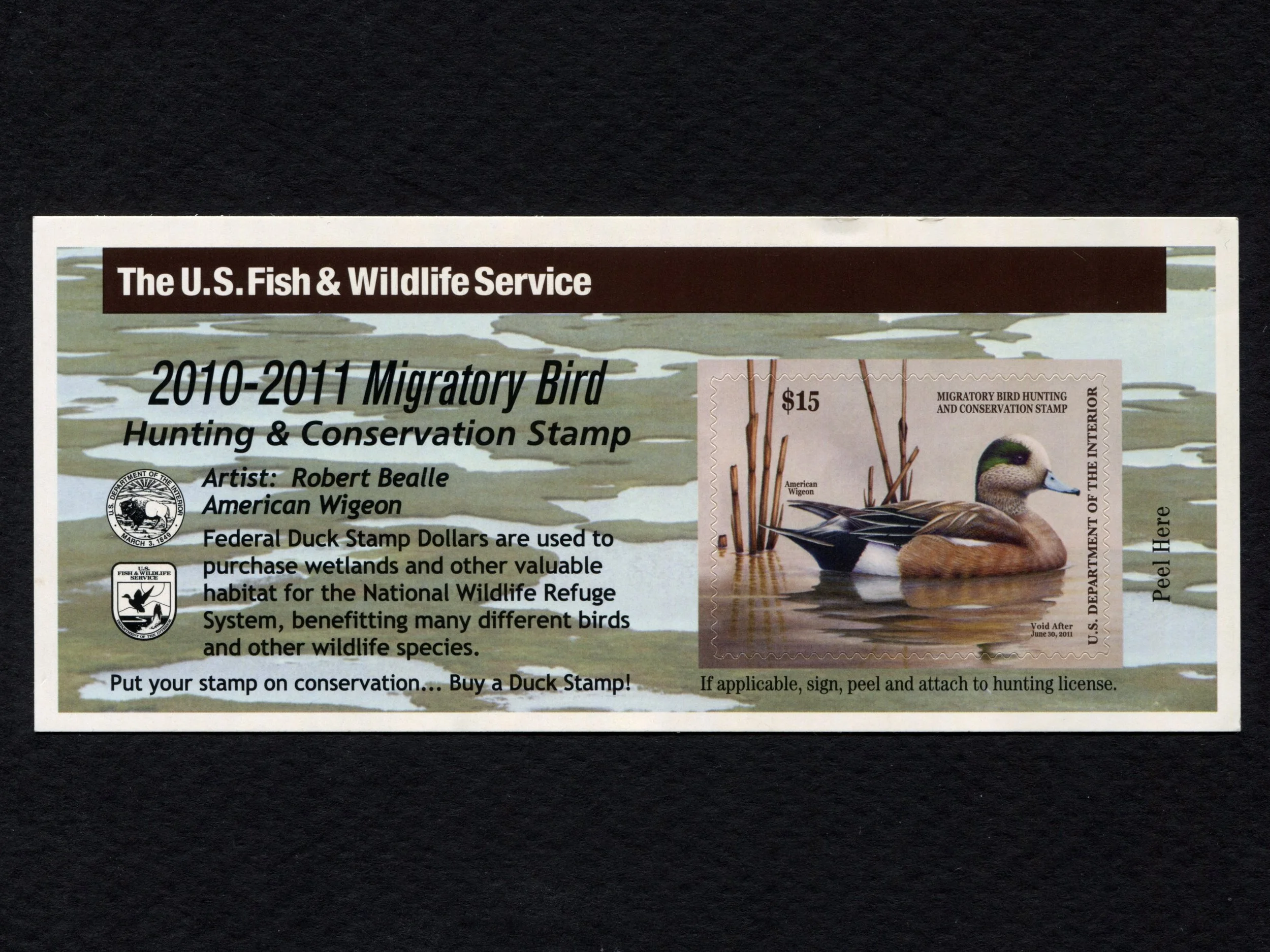 RW77A 2010-11 American Wigeon, Self-Adhesive Duck Stamp