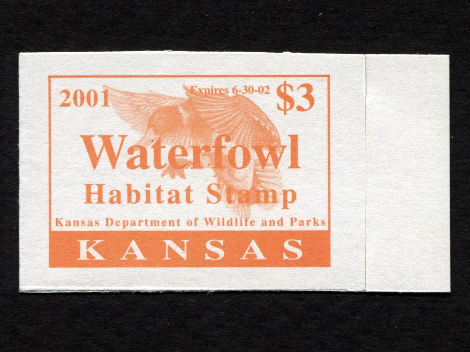 2001 Kansas Waterfowl Habitat Stamp, Mint