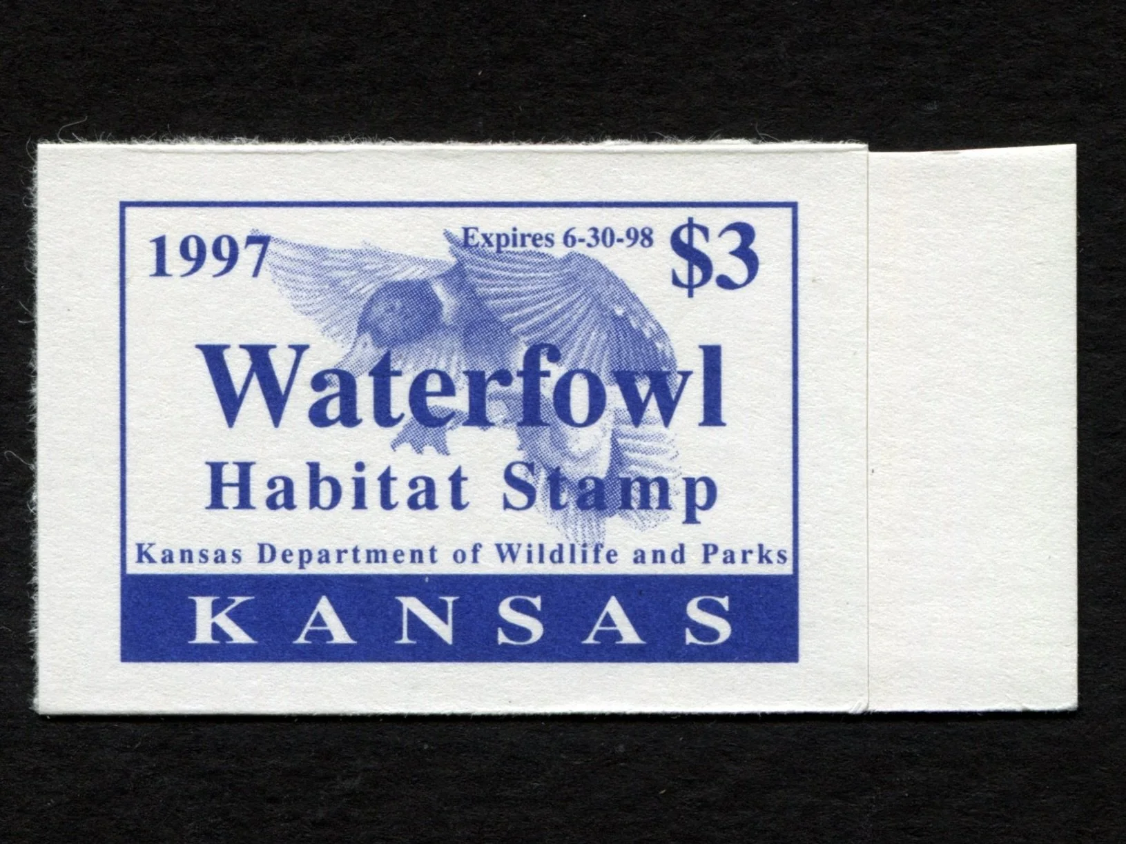 1997 Kansas Waterfowl Habitat Stamp, Mint