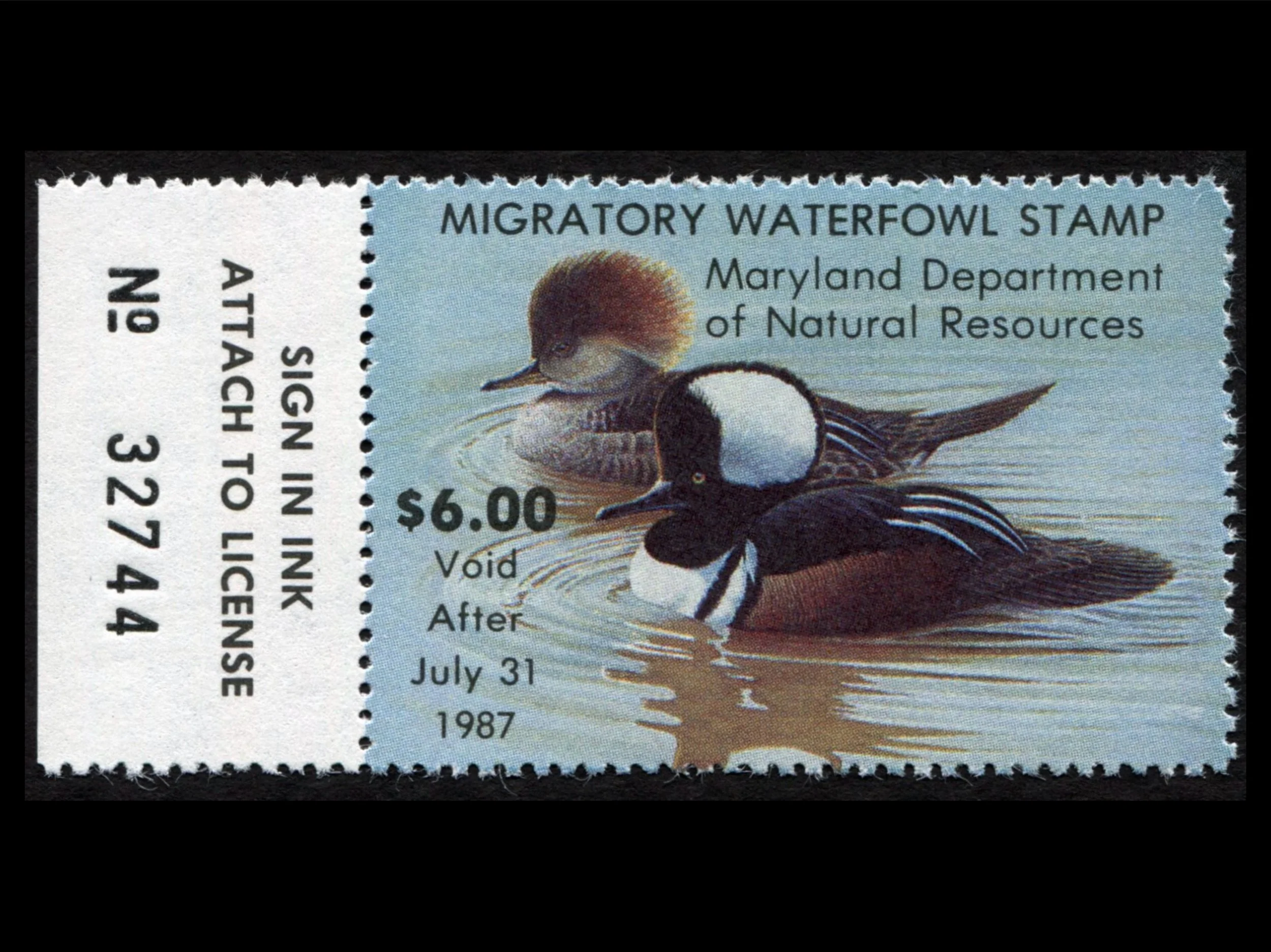MD13 Maryland 1986 Mergansers Duck Stamp, MNH