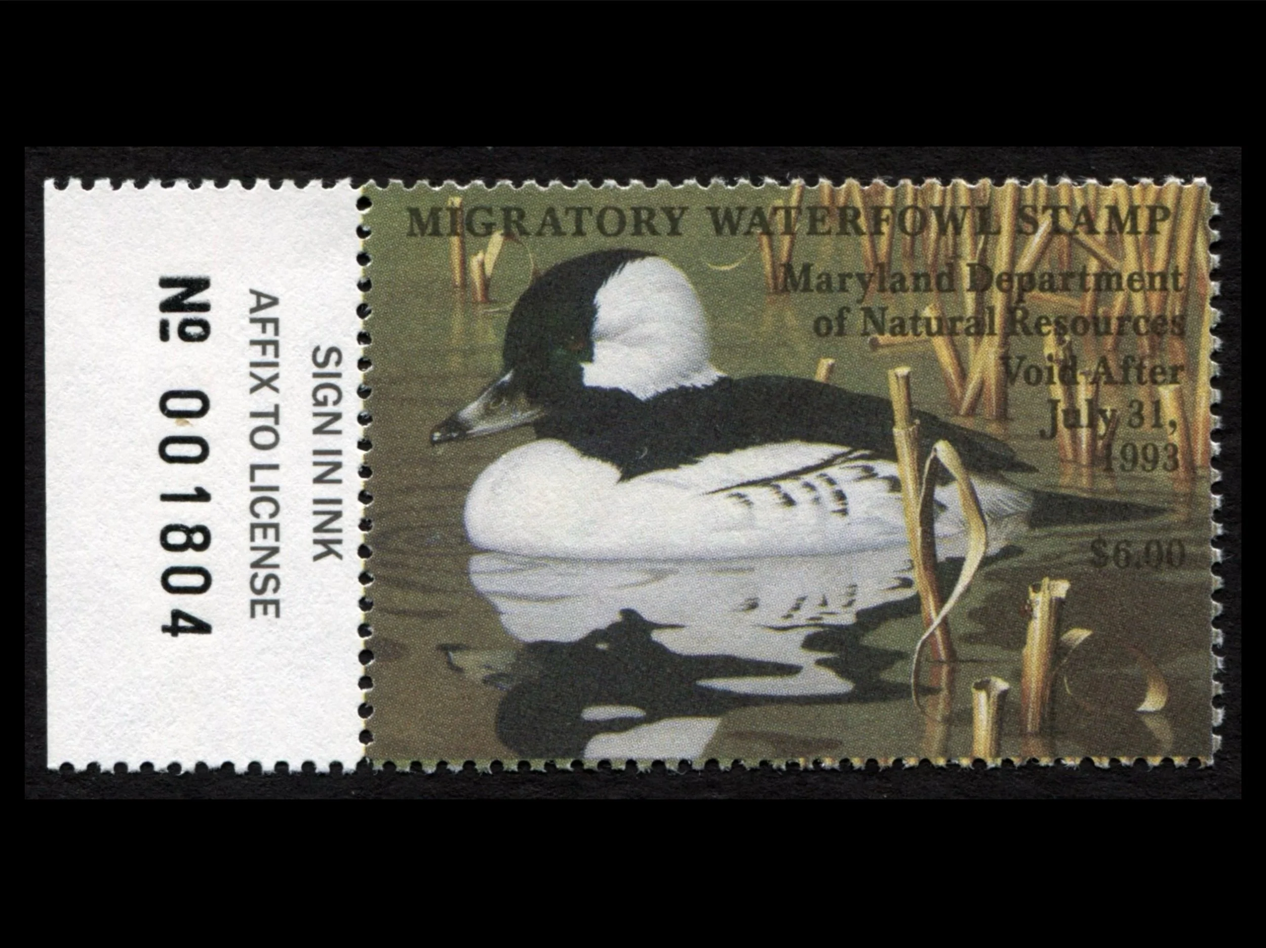 MD19 Maryland 1992 Bufflehead Duck Stamp, MNH