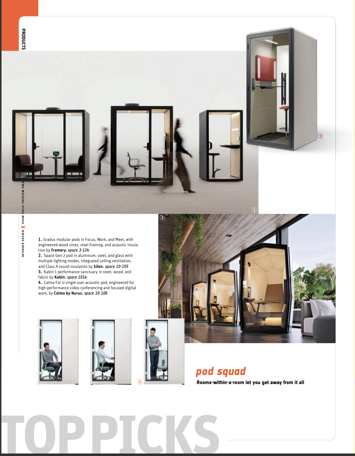 Kabin privacy sanctuaries featured in Interior Design's NeoCon Preview
