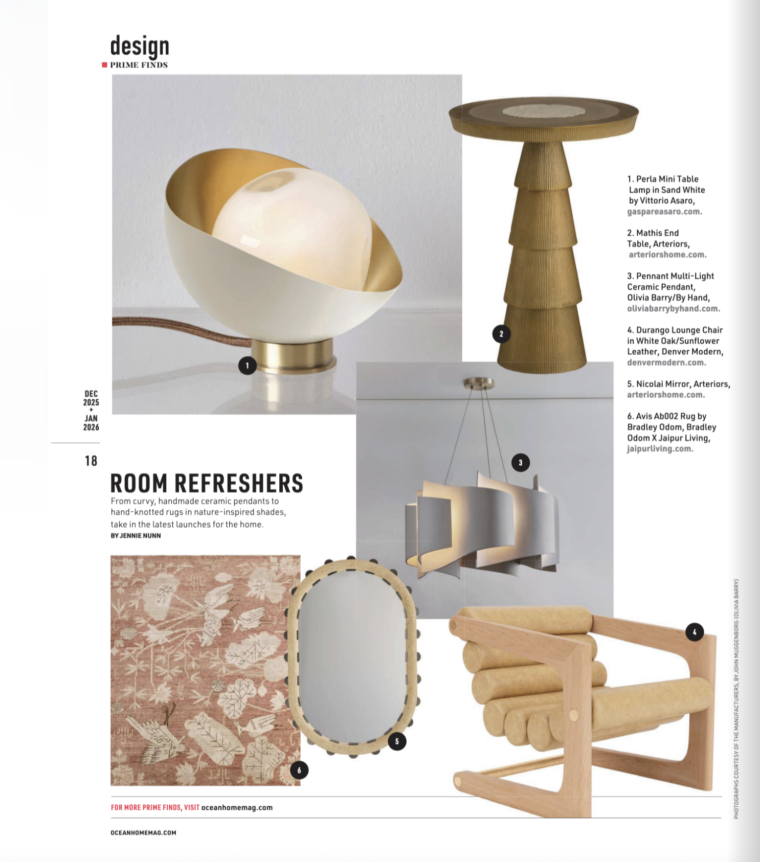 Multi-light pendant by Olivia Barry / By Hand, featured in Ocean Home magazine, Dec 2025/Jan 2026 issue by Jennie Nunn and imagery shot by John Muggenborg