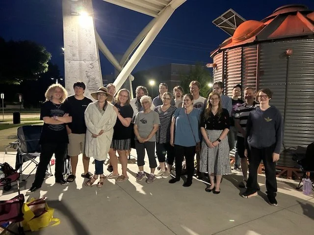 Macbeth cast at the first rehearsal read through on the stage at City Green in Sheboygan, WI.