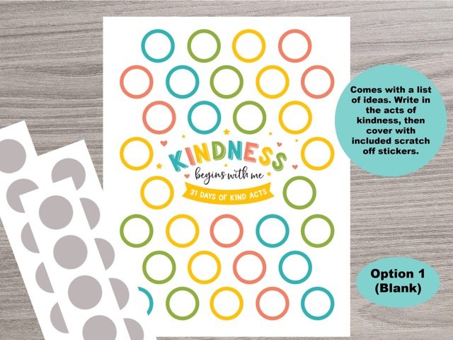 31 Days of Kindness Scratch off Chart