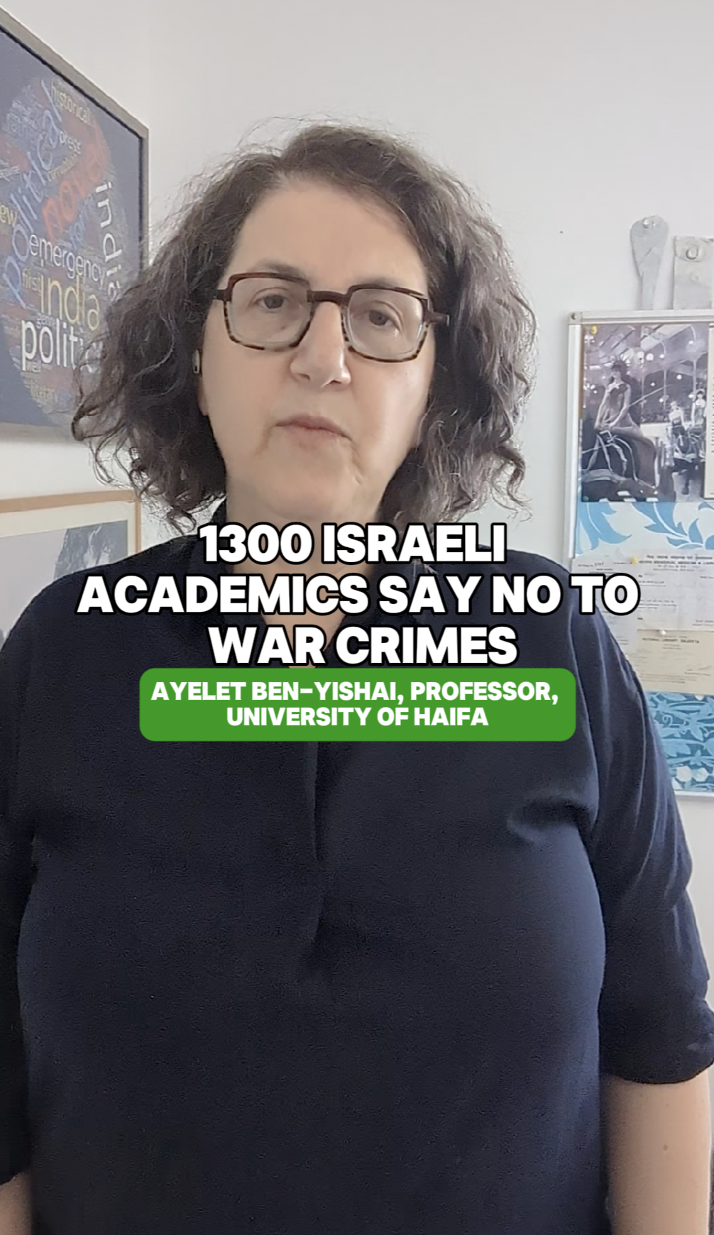 "1300 Israeli Academics Say No To War Crimes" - Dr. Ayelet Ben-Yishai (University of Haifa)
 
Prof: Ayelet Ben-Yishai (University of Haifa), Topic: Violence, Time: 2023 - Present, Israel, Oppression, Violence, Zionism, Resistance, Academics, War, W