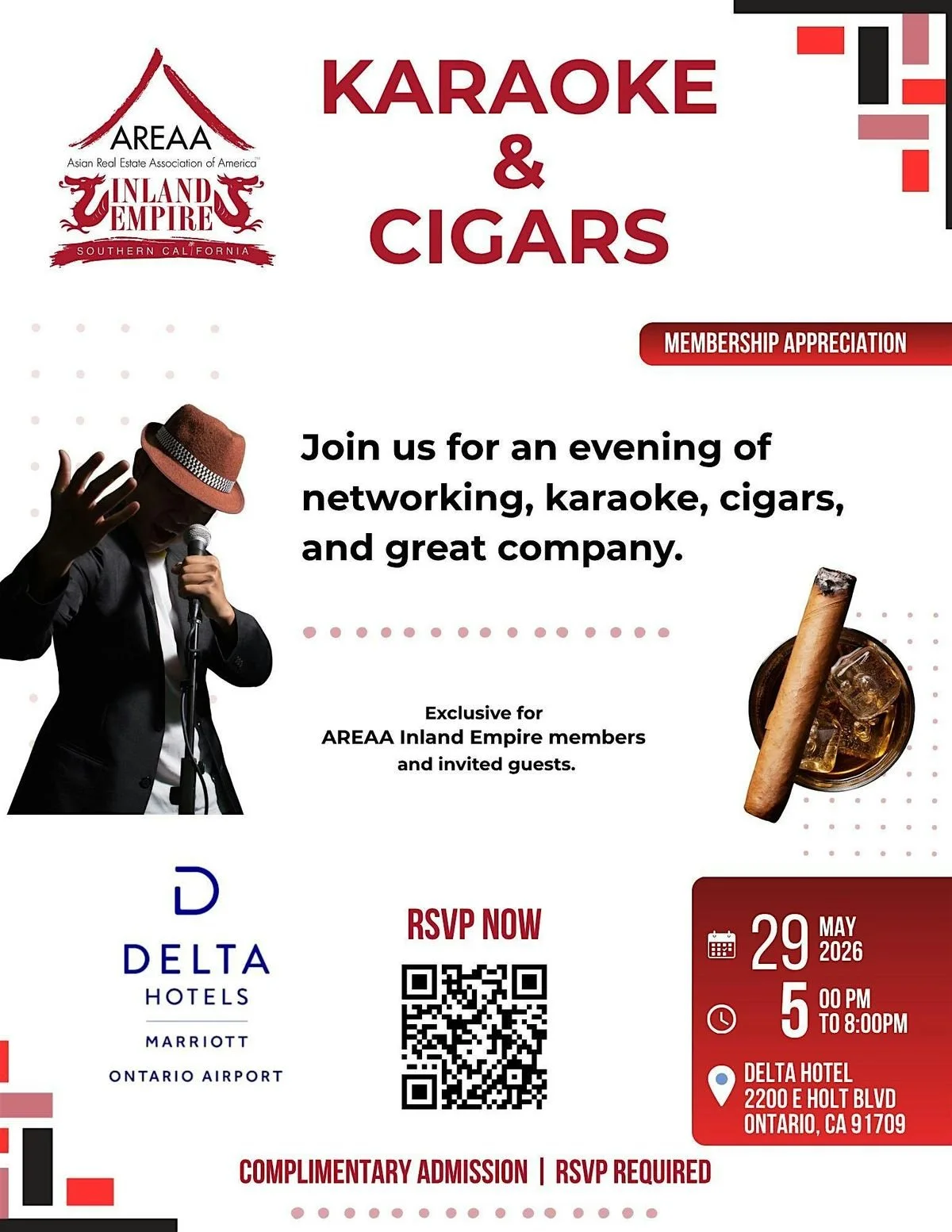 AREAA IE Membership Appreciation - Karaoke & Cigar Night