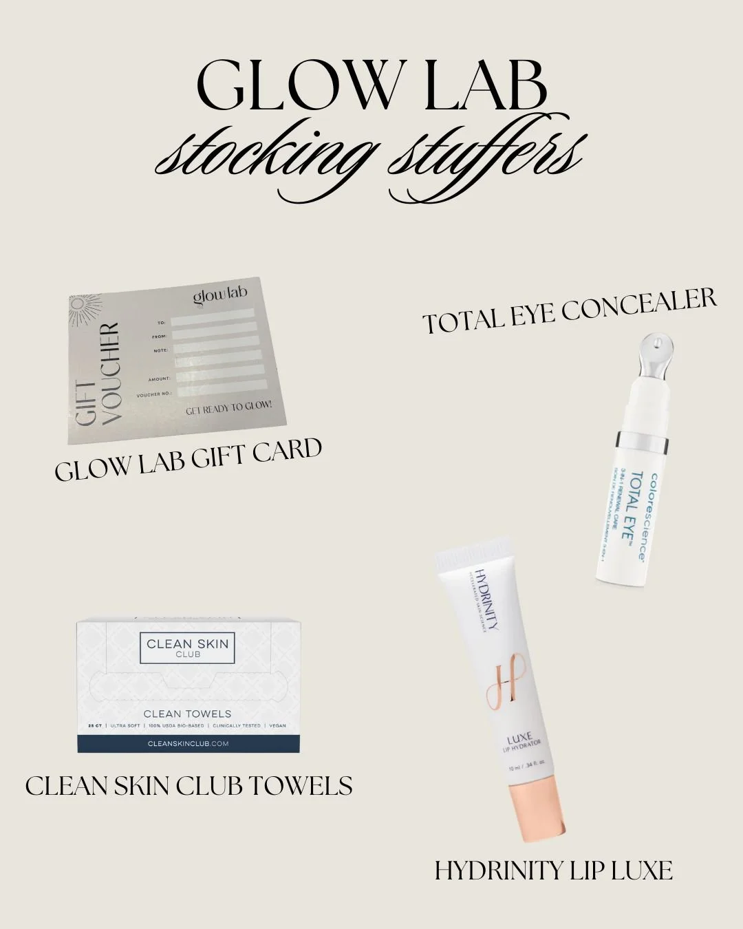 Perfect for your bestie, your mom&hellip; or let&rsquo;s be honest, yourself: The Glow Lab stocking stuffers! Fill those stockings with lots of favorites!

Get any of these in office today! Call us 480-771-7202

 #gilbert #smallbusiness #gilbertaesth