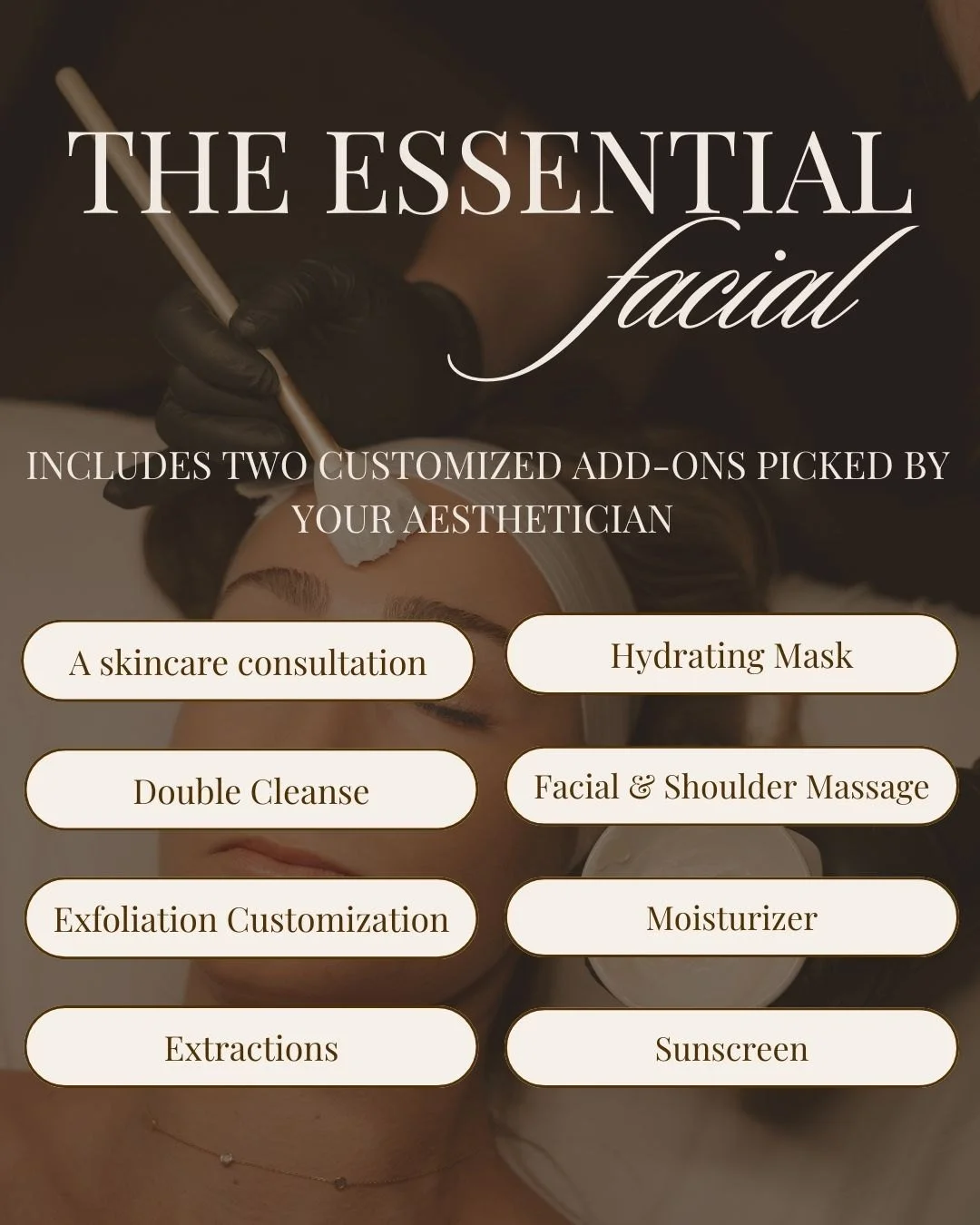 Your skin deserves the essentials 🤍 
This facia is a perfect reset, leaving your skin clean, smooth, and glowing. This facial includes:

✨ A skincare consultation
✨Double Cleanse
✨An exfoliation customization ( dermaplane or exfoliating enzyme mask 