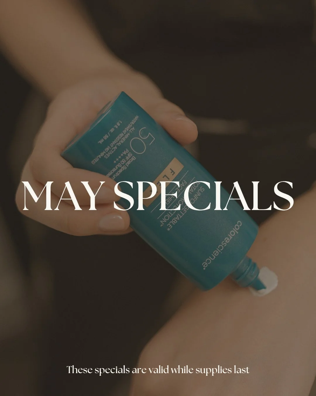 🌼 May Specials 🌼

- 25% OFF all Scratch Therapy services
- Book any facial + receive a complimentary Elta MD sheer sunscreen 

These specials are valid only while supplies last, and for a limited time&mdash;call us or book online to reserve your sp