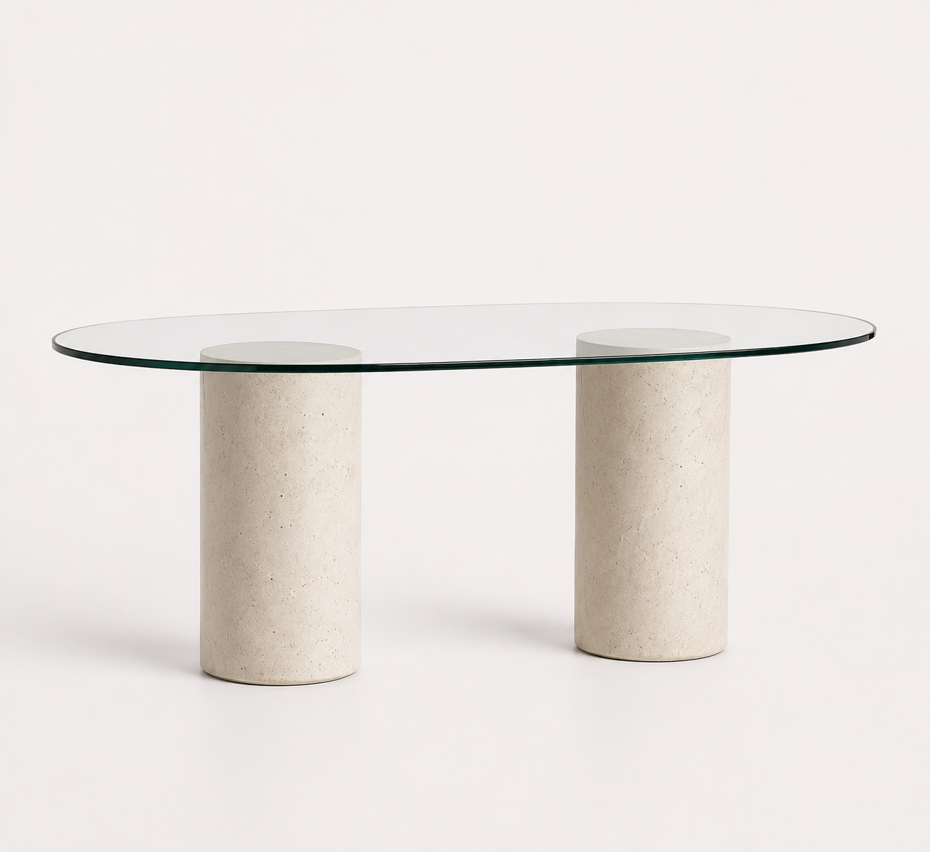Gathering Table | Handmade Ceramic Pedestal Dining Table with Tempered Glass Top | Seats 6-8