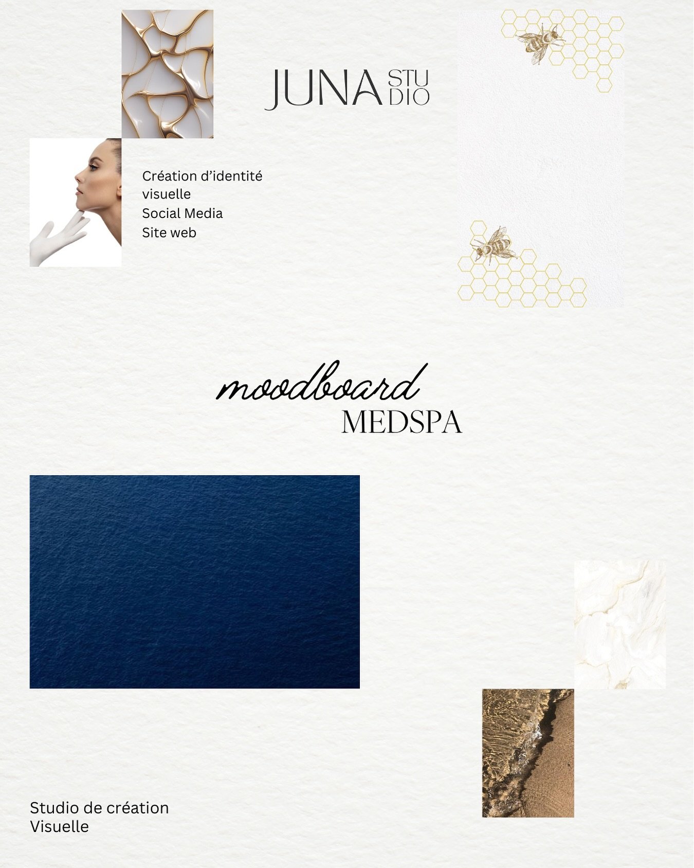 ✨ Moodboard cr&eacute;ation &ndash; @medspa_stbarth 
Une premi&egrave;re exploration visuelle pour d&eacute;finir l&rsquo;univers de la future identit&eacute; : textures d&eacute;licates, &eacute;l&eacute;gance minimaliste et harmonie entre nature &a
