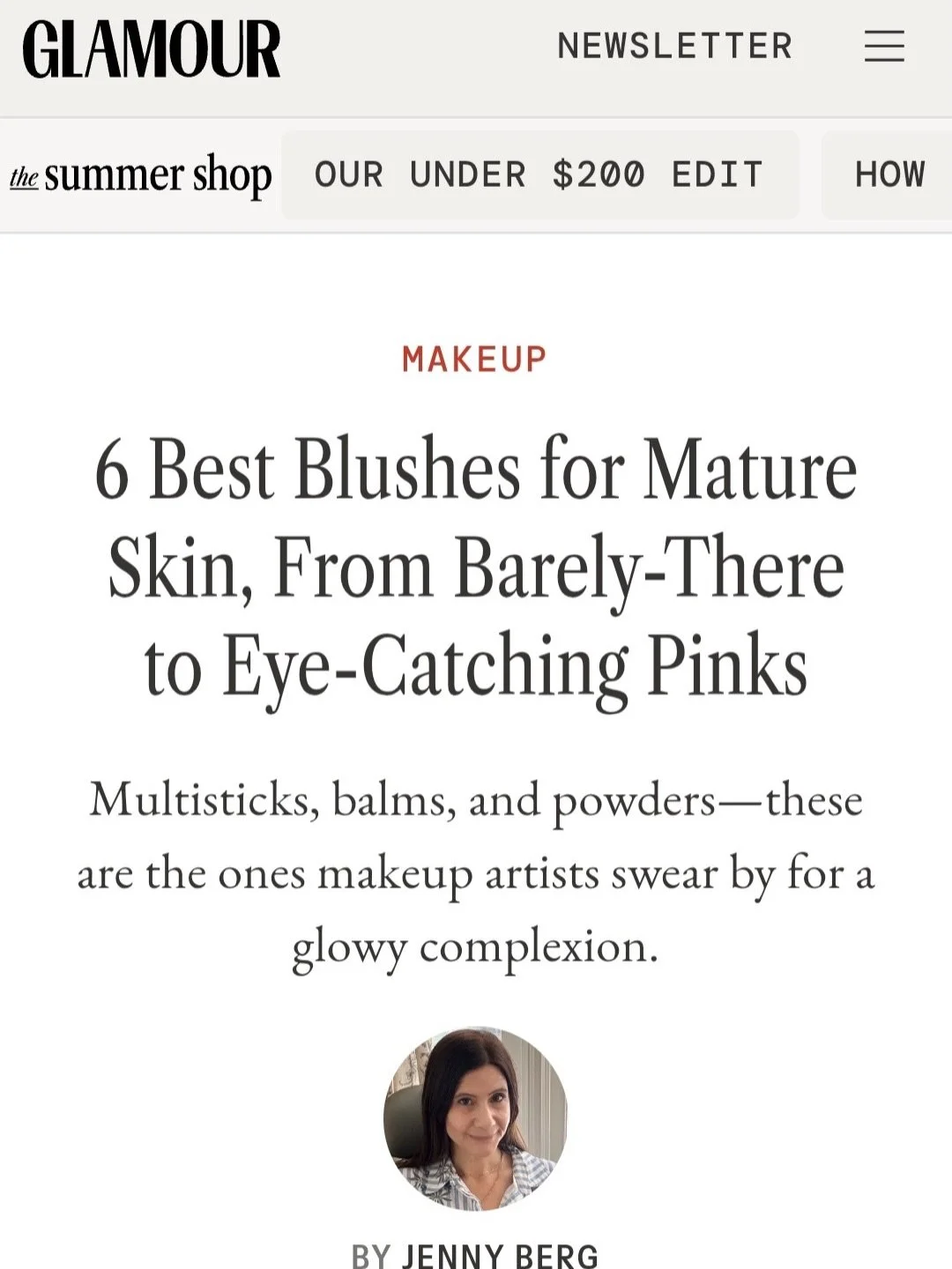 Feeling very blush-worthy today 💕✨

A huge thank you to @glamourmag  and @jennysarene for including me in your new article, &ldquo;6 Best Blushes For Mature Skin, From Barely There To Eye-Catching Pinks.&rdquo; Read the full article here: https://ww