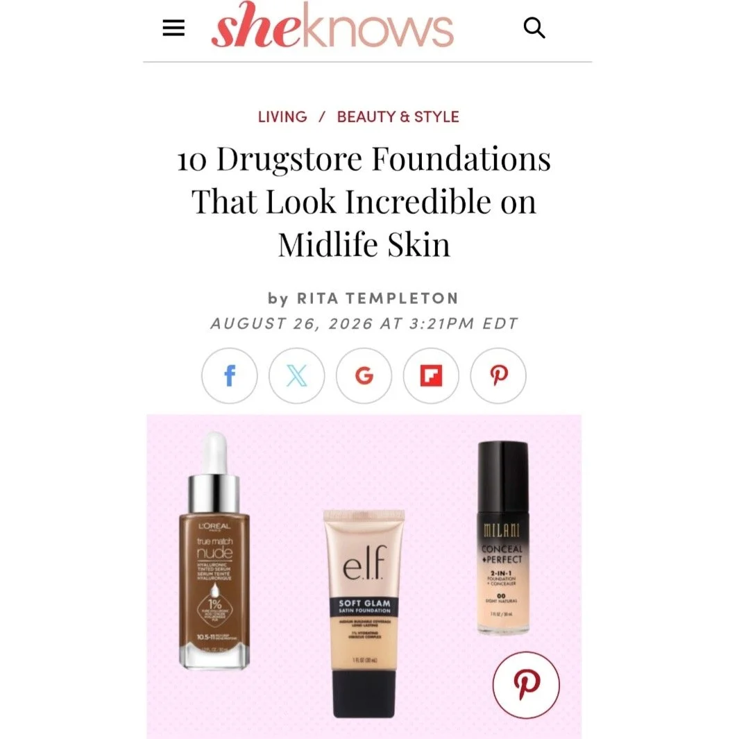 Photo of 3 of the best drugstore foundations for midlife skin expert commentary by celebrity makeup artist Robin Schoen