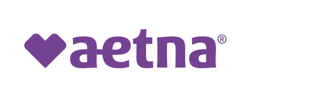 Aetna logo with purple heart and text