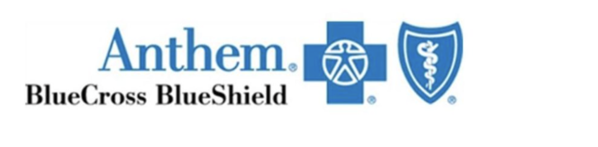 Anthem and Blue Cross Blue Shield logos on a white background.