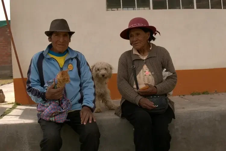 Man and woman with a rescue dog