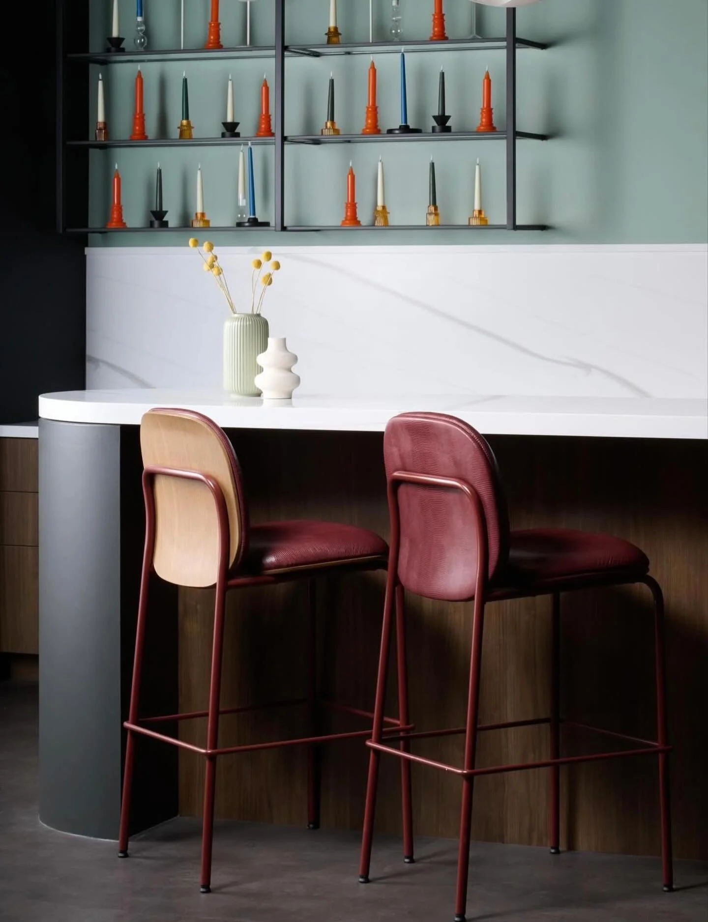 Bringing color into spaces with @sourceinternationaldesign Meets stools. Have a color you love? We can match it! A perfect blend between sleek design and creativity.
