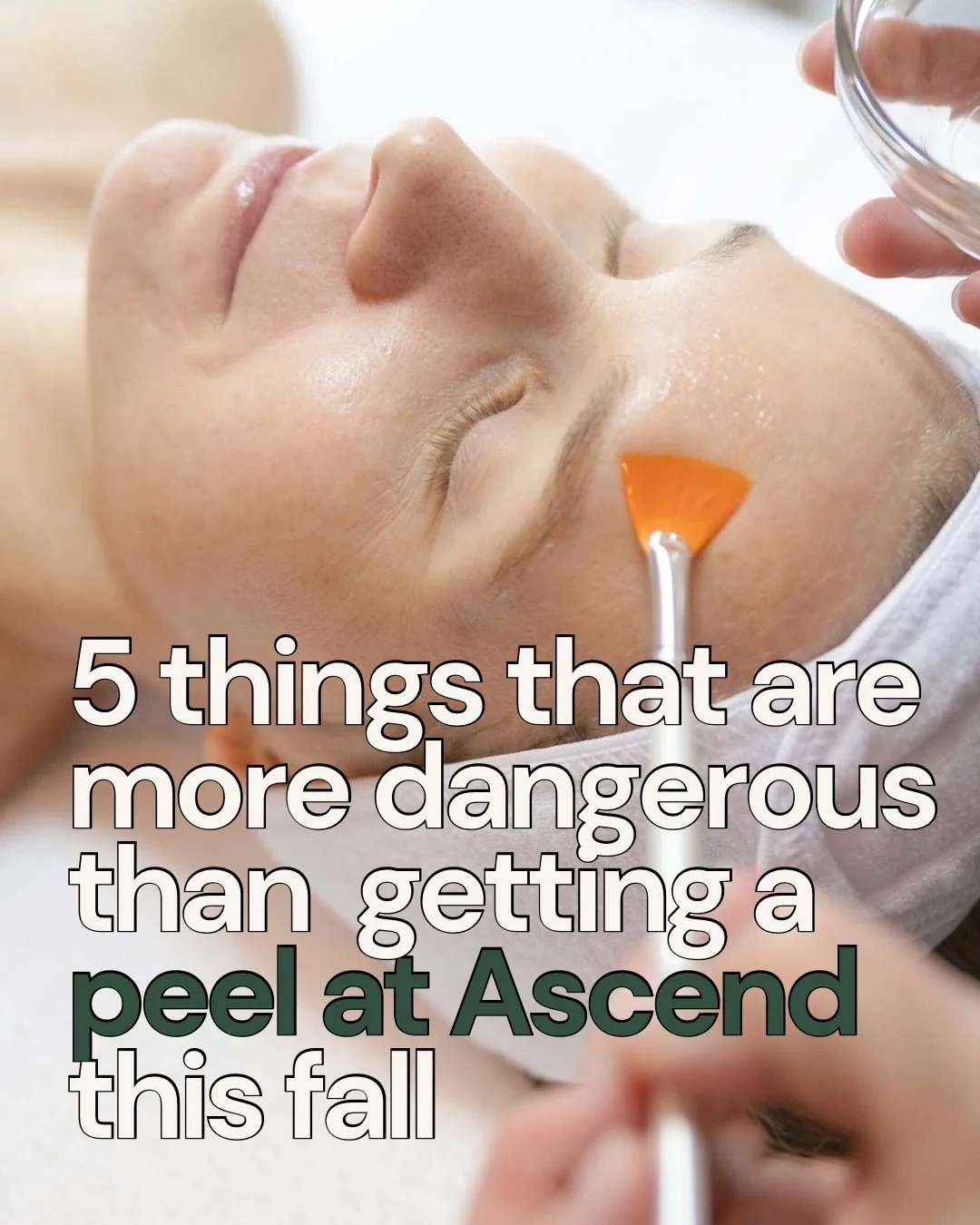 Did you get too much sun this summer? Or maybe you celebrated too hard? Fall is the perfect time for a peel (or  a series of peels)! They are safe, effective, and the perfect way to undo the sins of the summer.
Book yours today! 

Ascend Beauty Loung