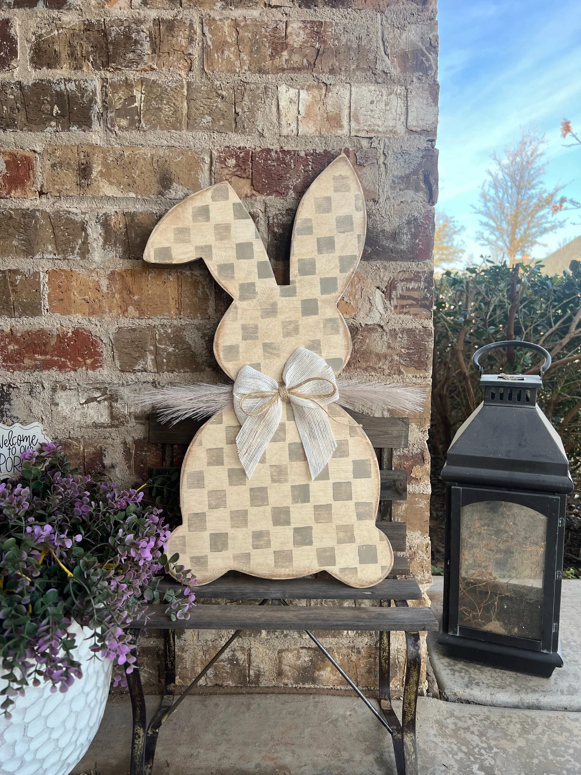 Soft Check Bunny Silhouette - Mocha