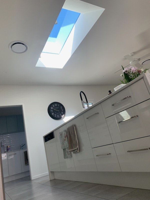 Perfectly placed skylight over the kitchen island