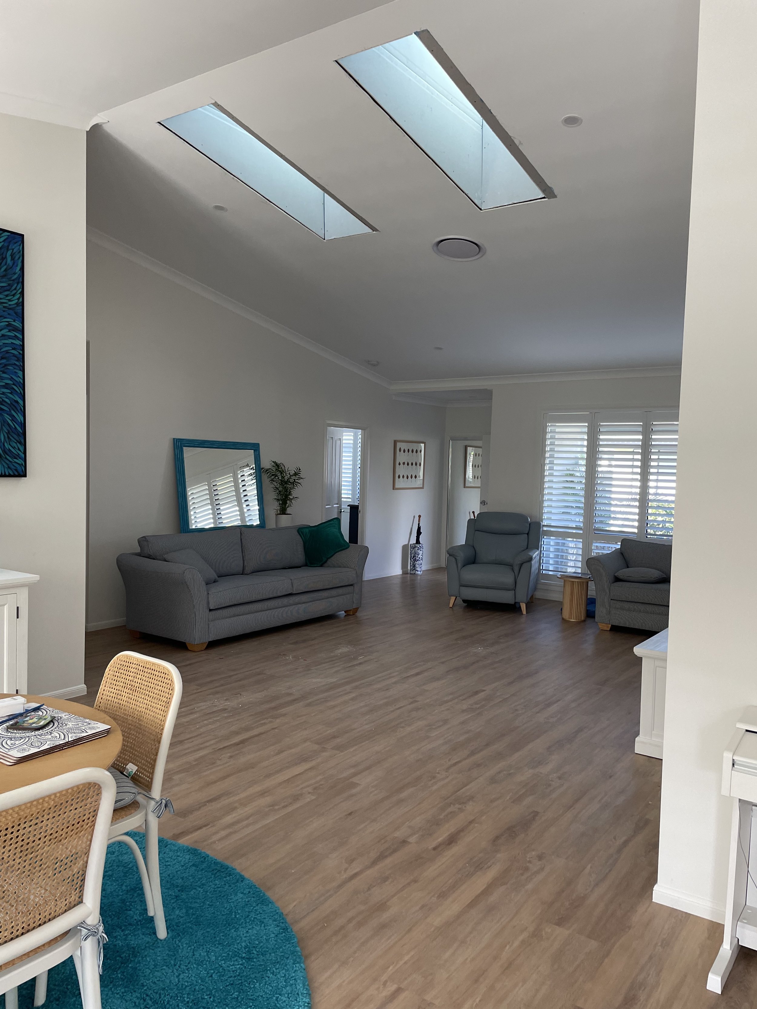 Bringing more opportunities for light to get in, into this darker room with two skylights.