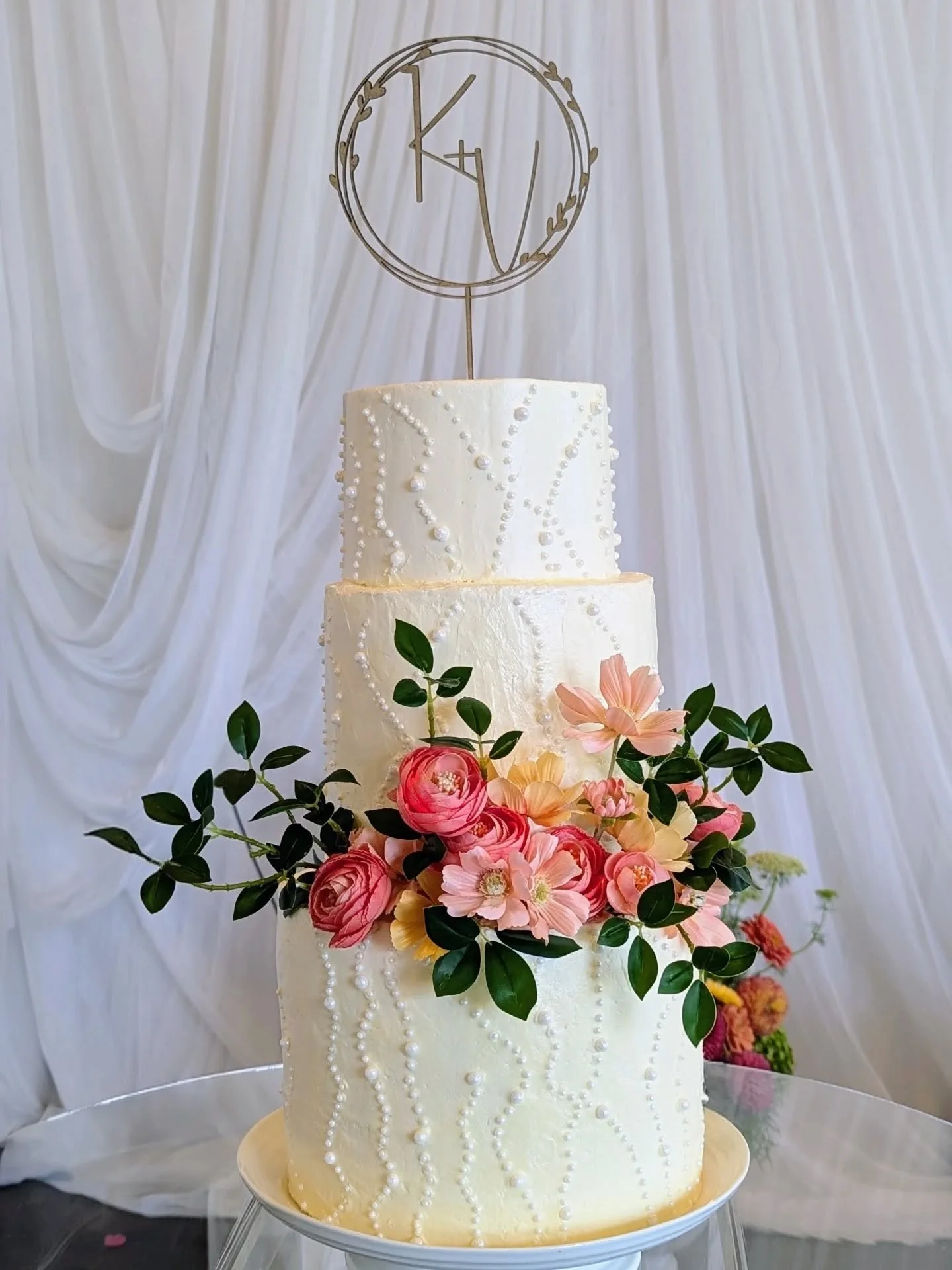 I made (another) wedding cake! This was back in September for my friends V &amp; K. I made a 3-tier wedding cake and 4 sheet cakes for their 120 person reception.

Trying to sum the experience in a few photos is impossible but here are a few snapshot