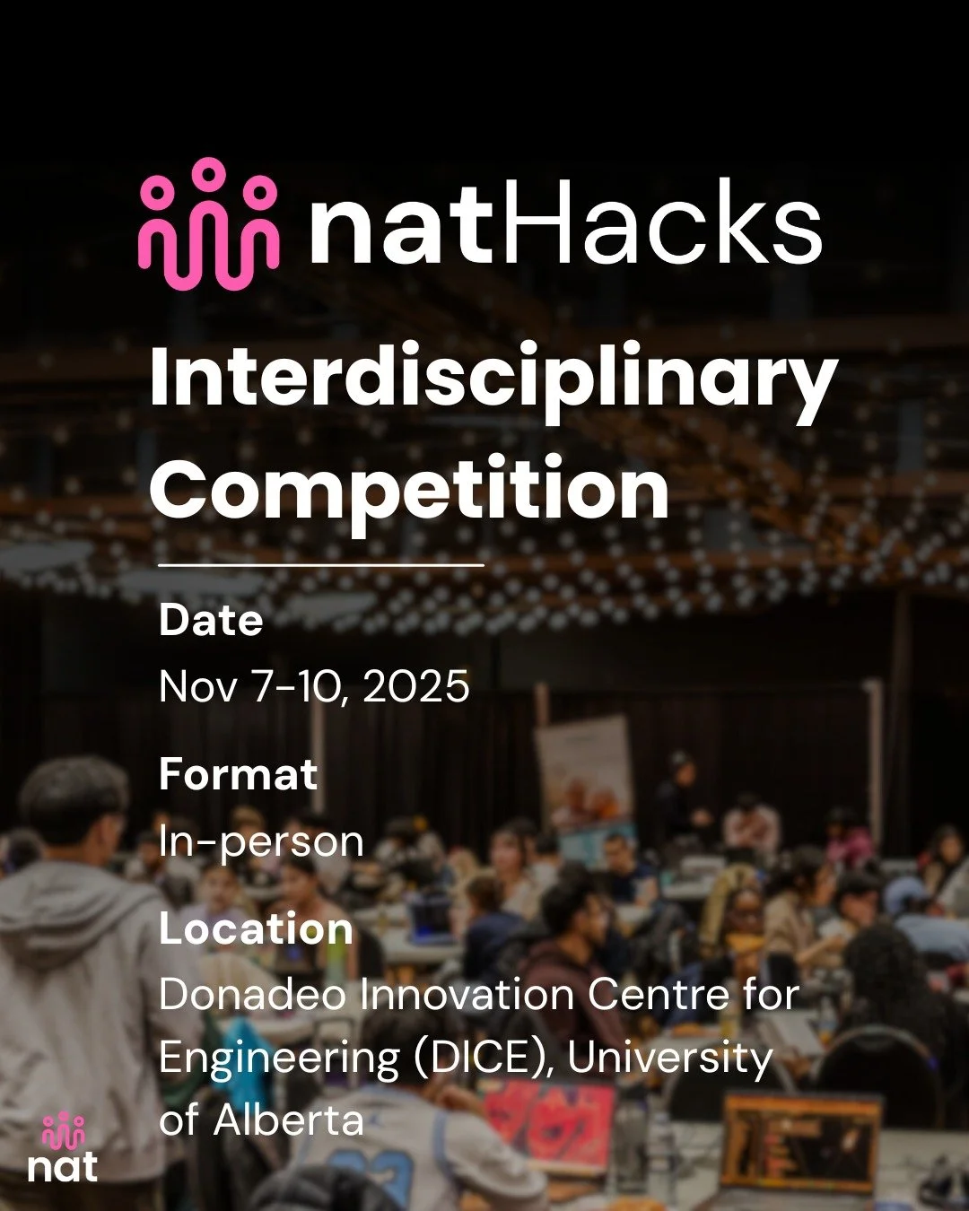 Applications for natHacks 2025 are open — secure your spot now!
Solve real-world challenges, build your technical and communication skills, and pitch your ideas to industry professionals.
Connect with advisors, grow your network, and compete