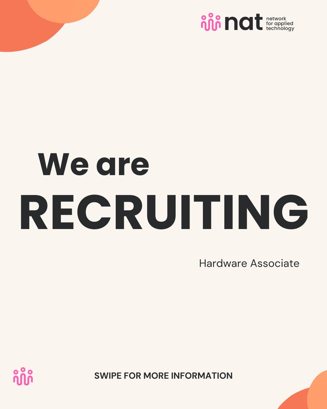 Apply now to become a Hardware Associate at NAT! ⚙️

As a Hardware Associate, you&rsquo;ll help support the setup, maintenance, and coordination of technical equipment used during NAT events, workshops, and hackathons. This role helps ensure hardware
