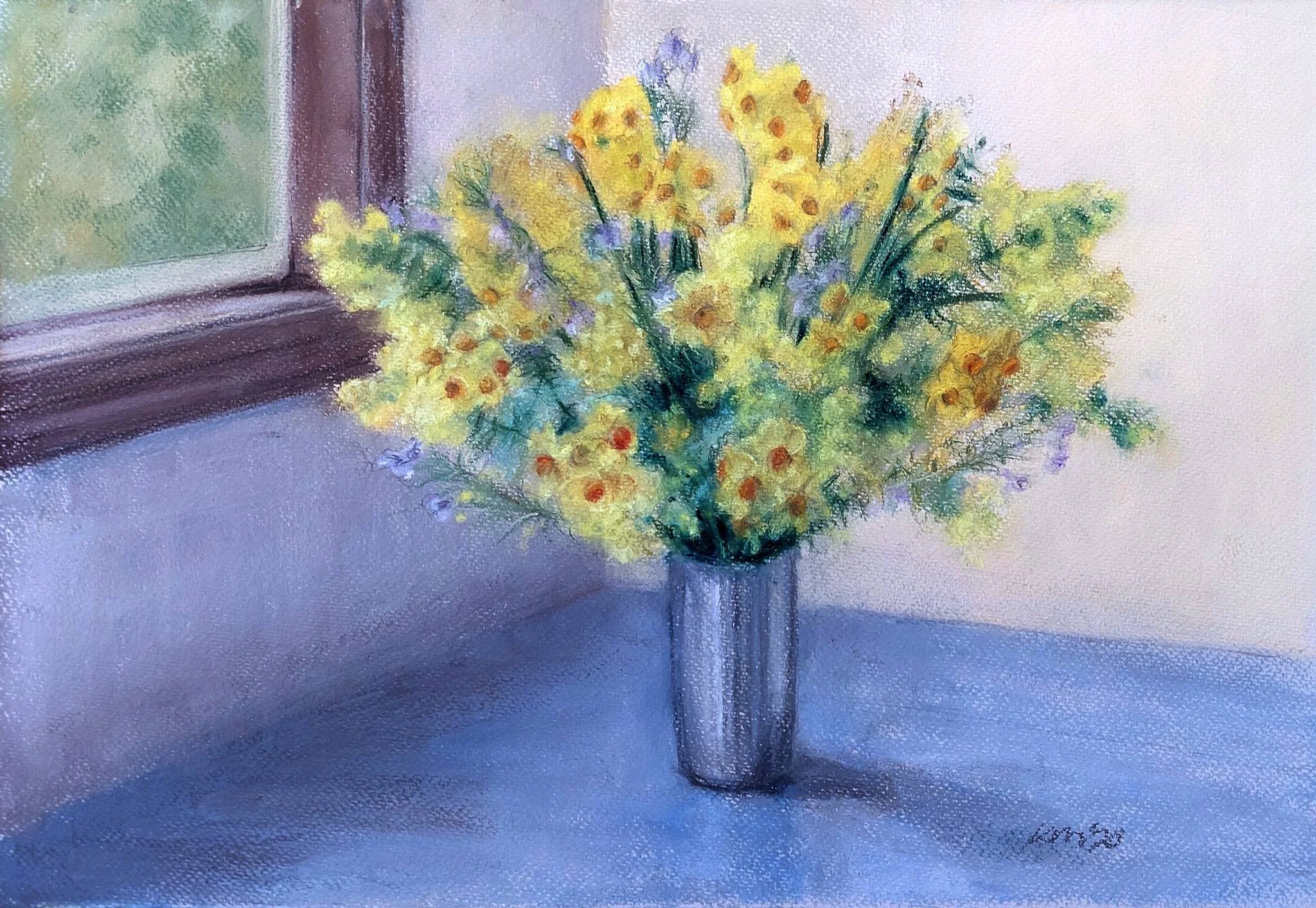 Winter sun-Wattle and jonquils 2023_Pastel_33 x 48.5cm_LS 517KB WF-M-NWM.jpg