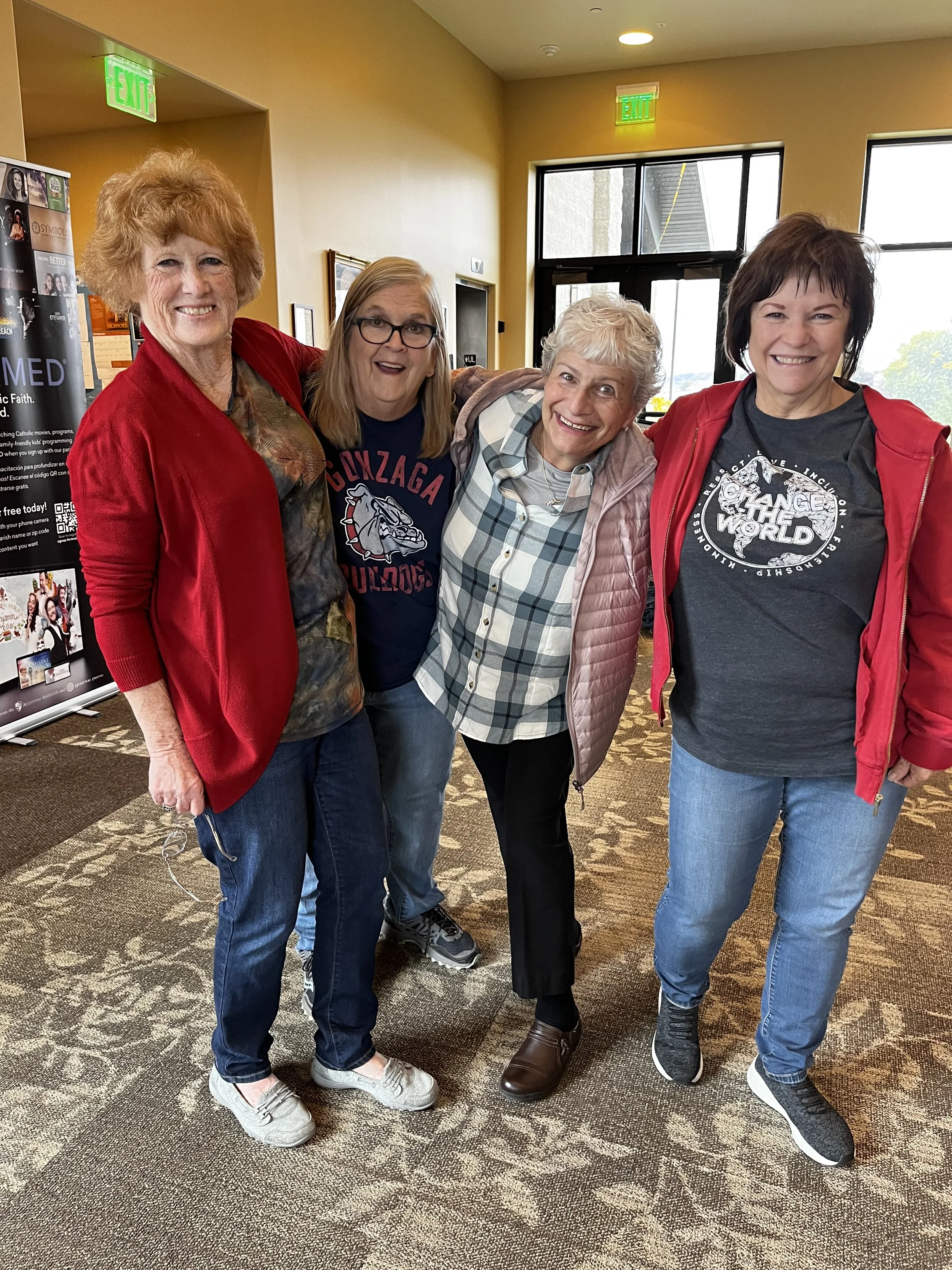 Patti Hambelton, Pat Martin, Patti Meier & Mary Madsen. The volunteers are a committed bunch that know how to have fun, are warm and friendly.  come join us Monday mornings 9:00am.