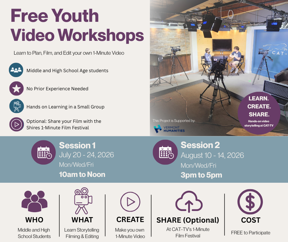 Free Youth Video Workshops at CAT-TV