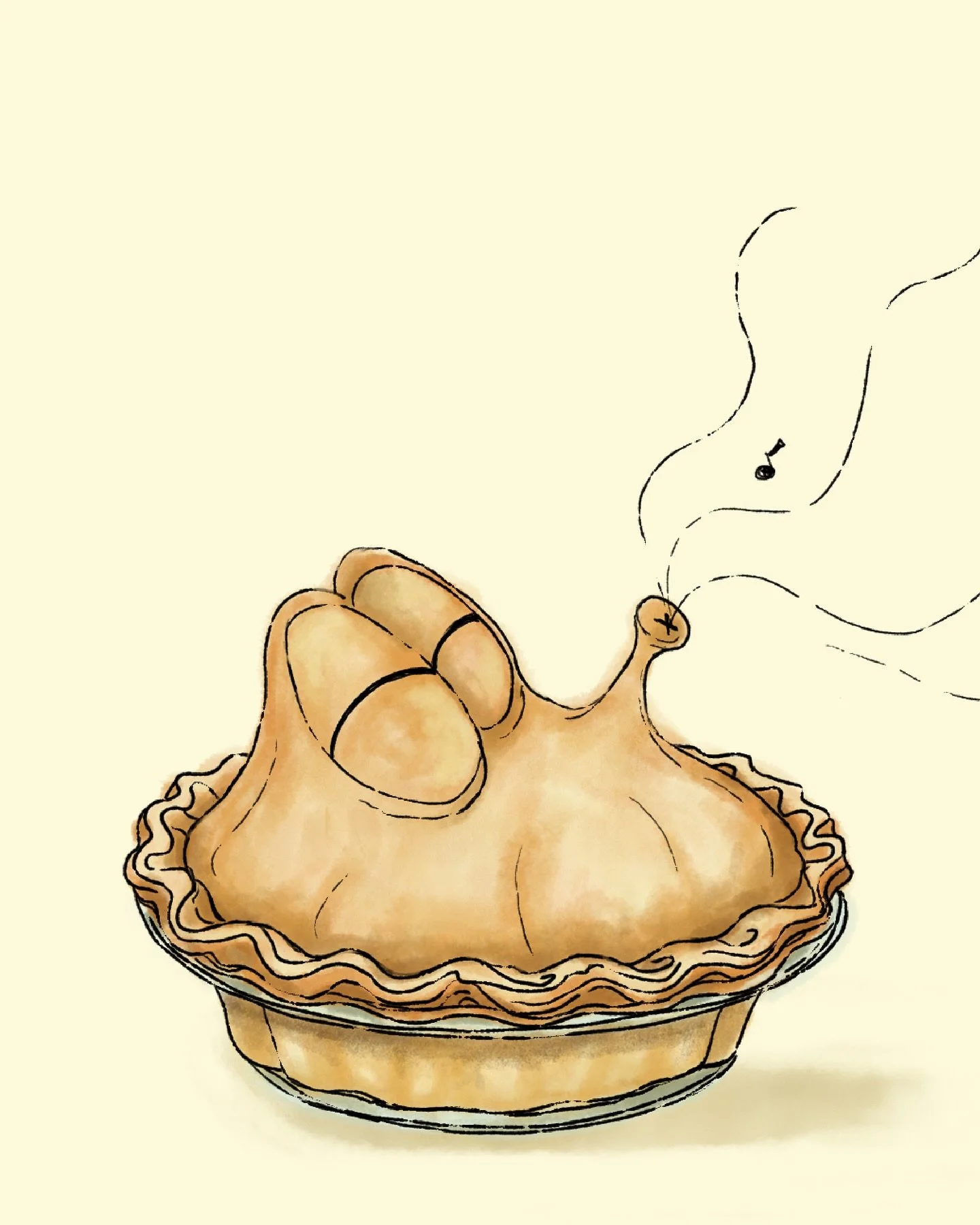 THE FLAKY PIE 🥧 
In the best mood for a sing along straight after the oven&hellip;my favourite meal to bake!
Whistling away the classical songs&hellip;
Illustration for my flavour of the month&hellip;#12monthsofflavor #12monthsofflavorflaky @theydra
