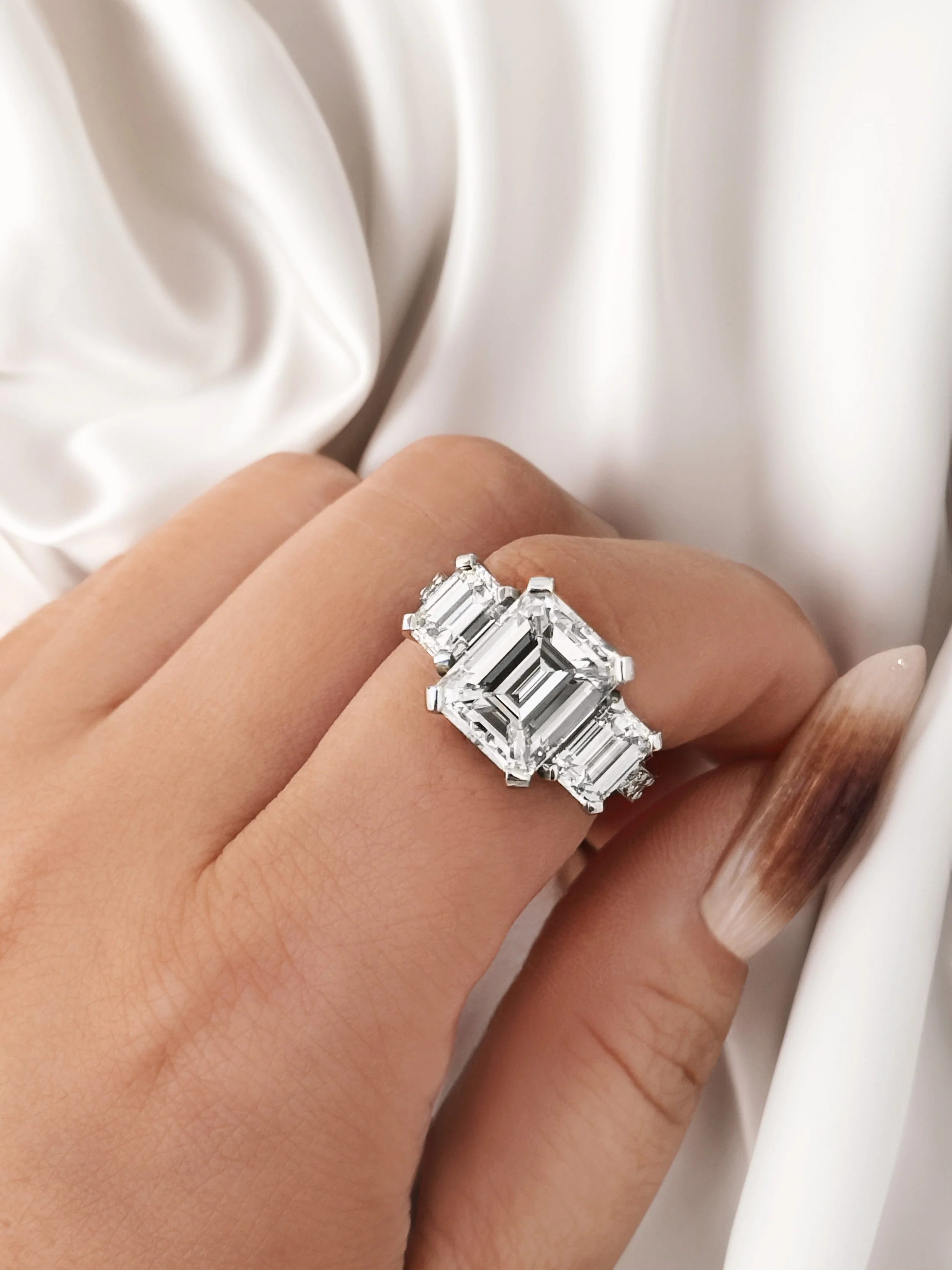 Emerald Cut Trilogy Ring