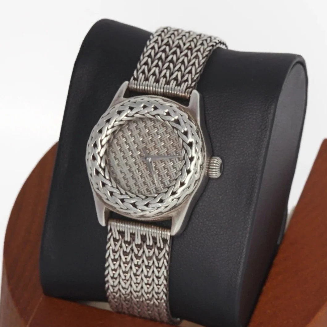 John Hardy 4873 Sterling Silver Woven Quartz Watch 29mm Unisex Vintage Rare 1990