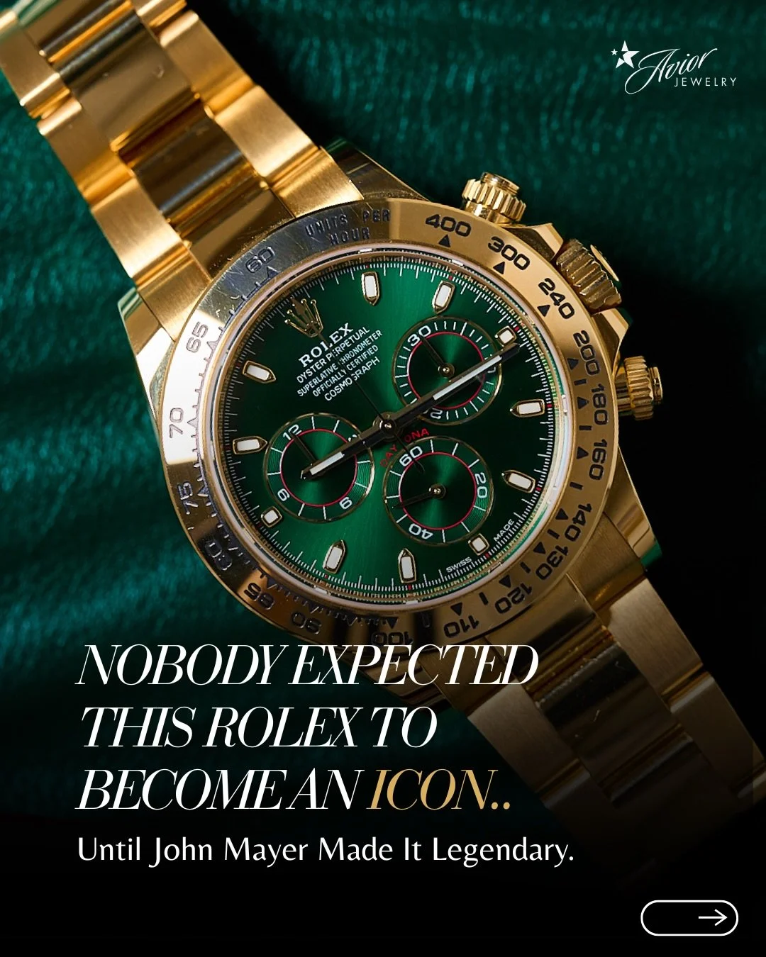 The Rolex nobody cared about&hellip; until John Mayer made it legendary. 💚⌚

The Rolex &ldquo;John Mayer&rdquo; Daytona changed the watch game forever. Featuring a 40mm Oyster case in 18k yellow gold, tachymetric bezel, and the iconic sunburst green