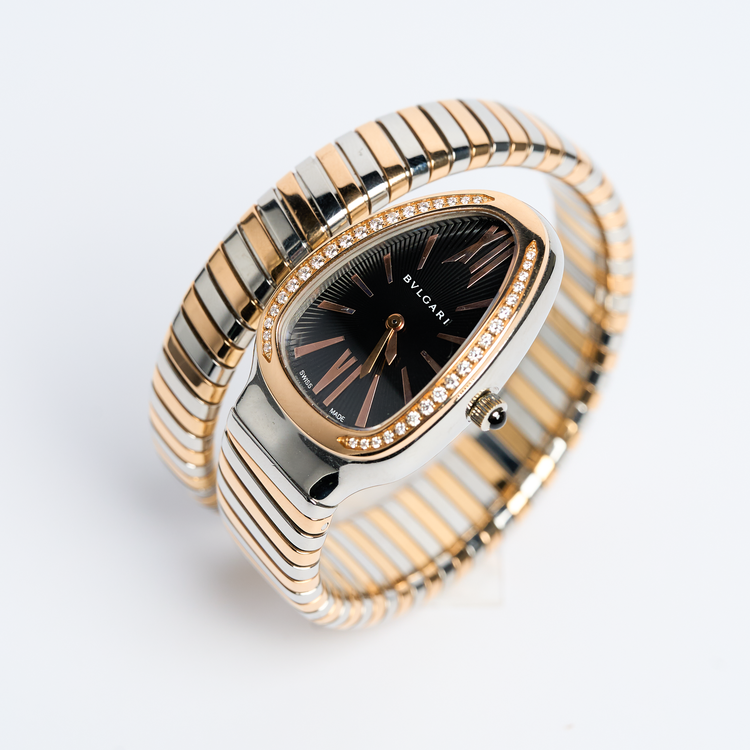 Bulgari Serpenti Tubogas Steel & Rose Gold Diamond Bezel