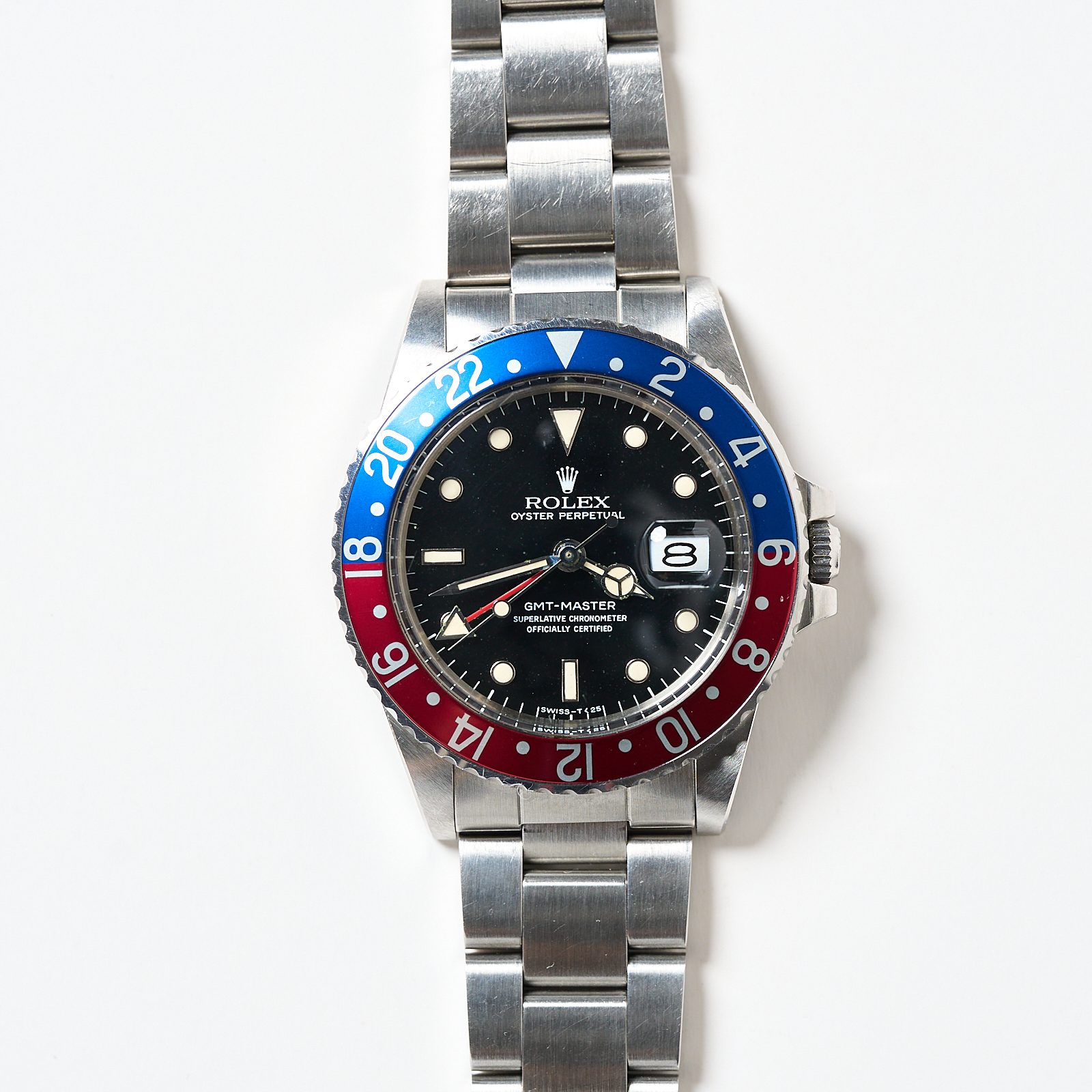 Rolex GMT-Master Pepsi Bezel 40mm Black Dial Automatic Stainless Steel Oyster Bracelet Watch #16750 | Vintage Year: 1984