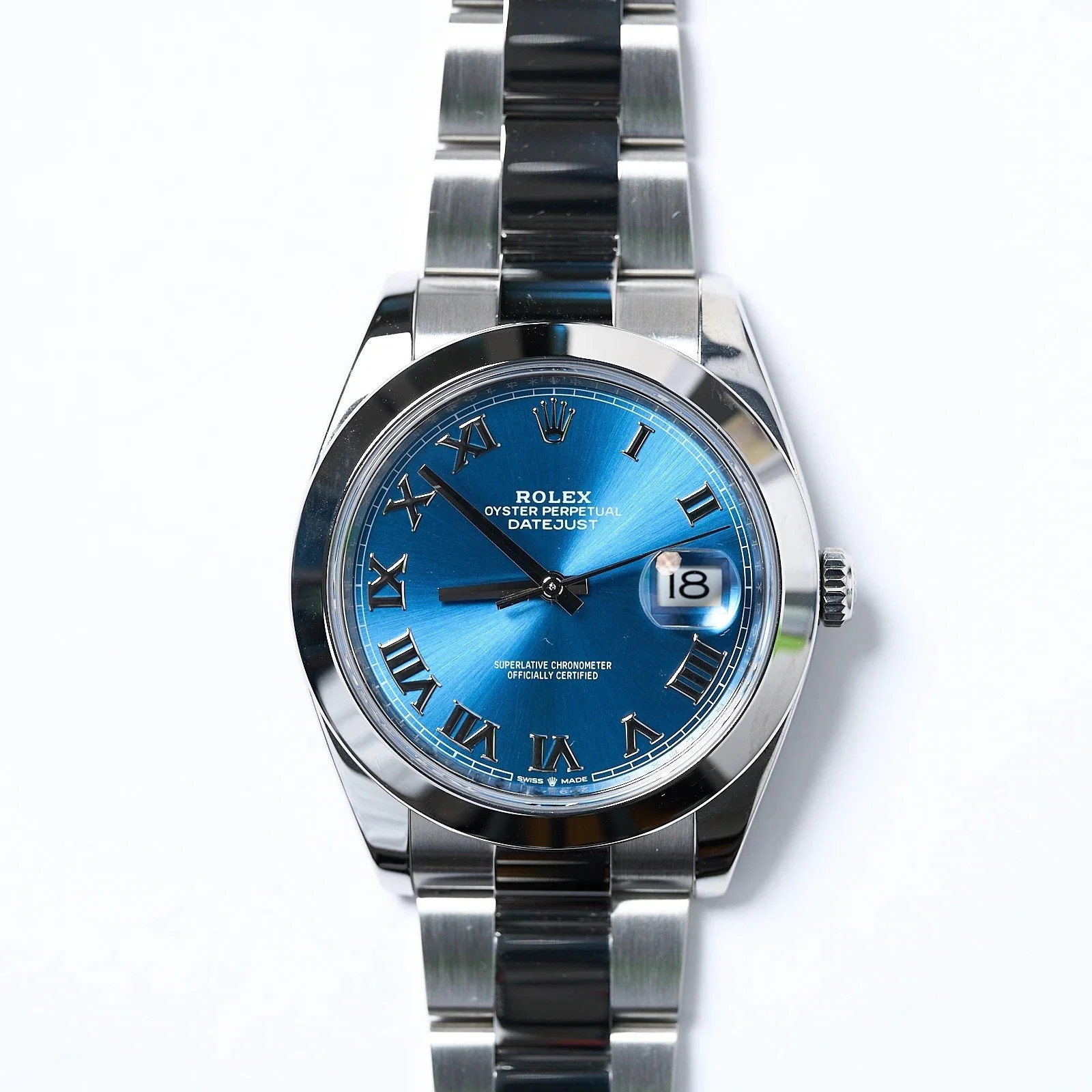 Rolex Datejust 41mm Blue Roman Dial Stainless Steel Oyster Bracelet Watch #126300 | Full Set | Year 2022