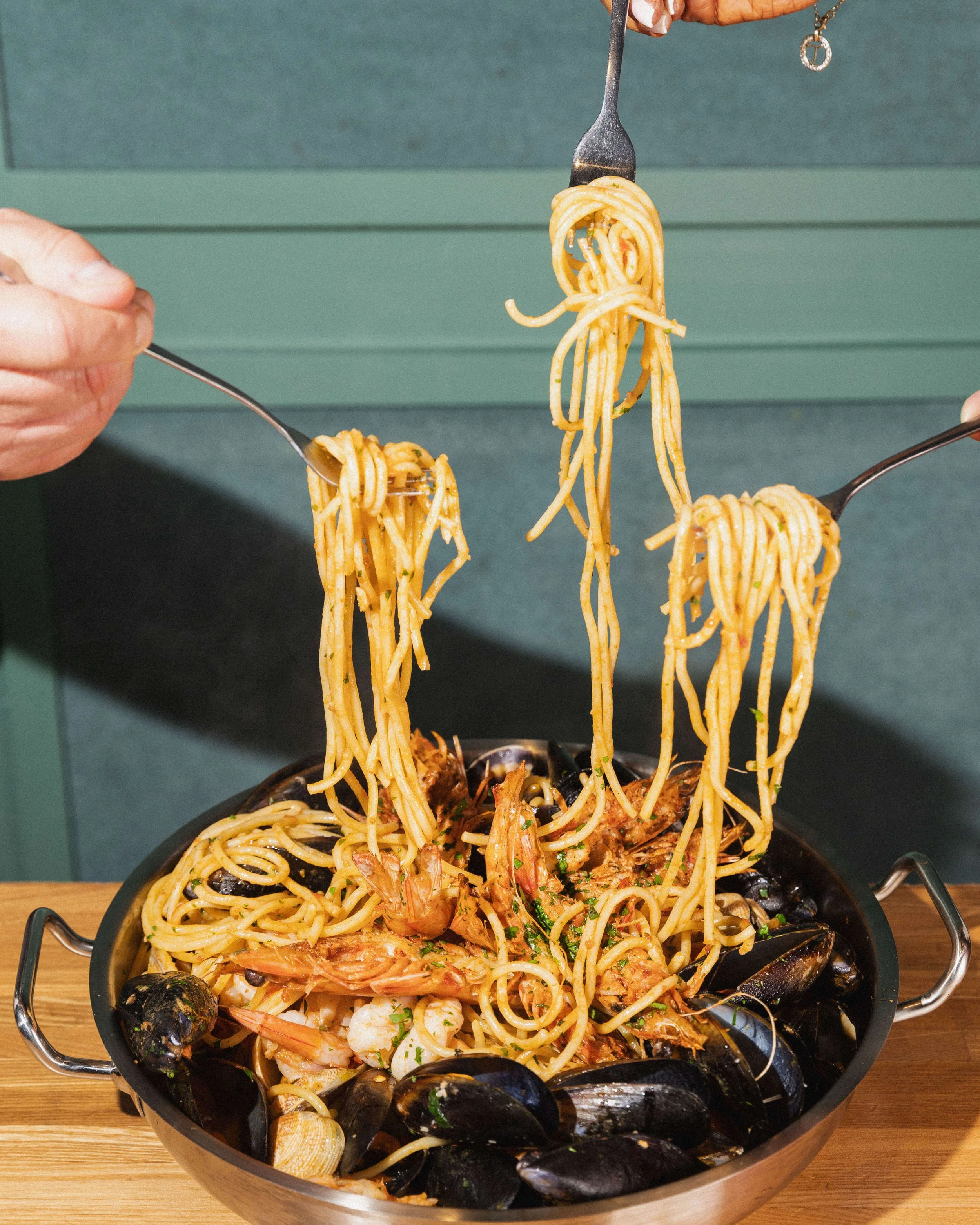 photo of a bowl of spaghetti allo scoglio at Moretti, the best italian restaurant where to eat pasta in Leichhardt, Inner West