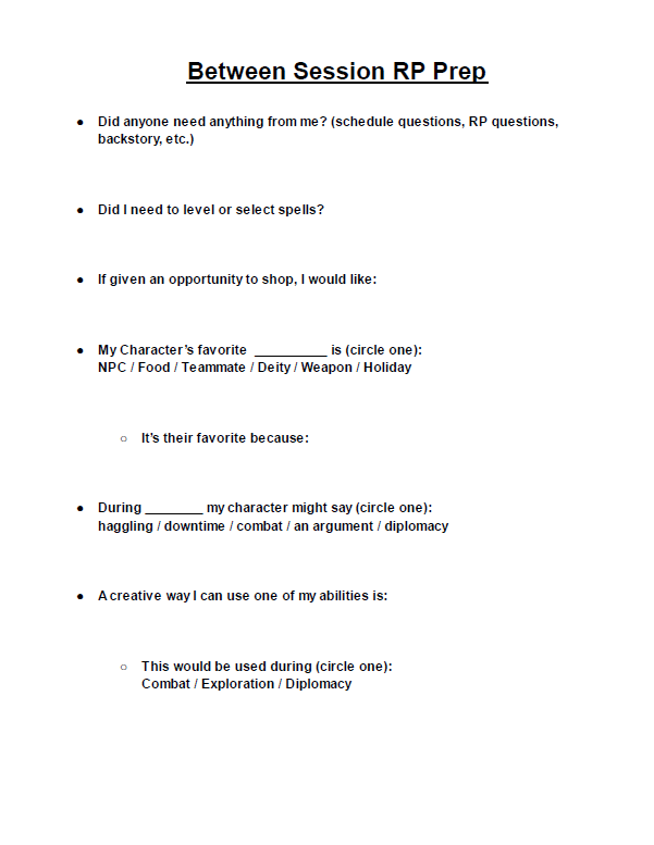 Between Session RP Prep Sheet