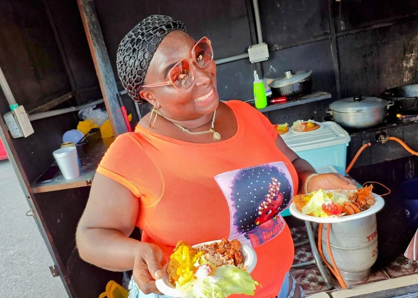 Local street food vendor serving Panamanian dishes during the Panama City Street Food Tour.
