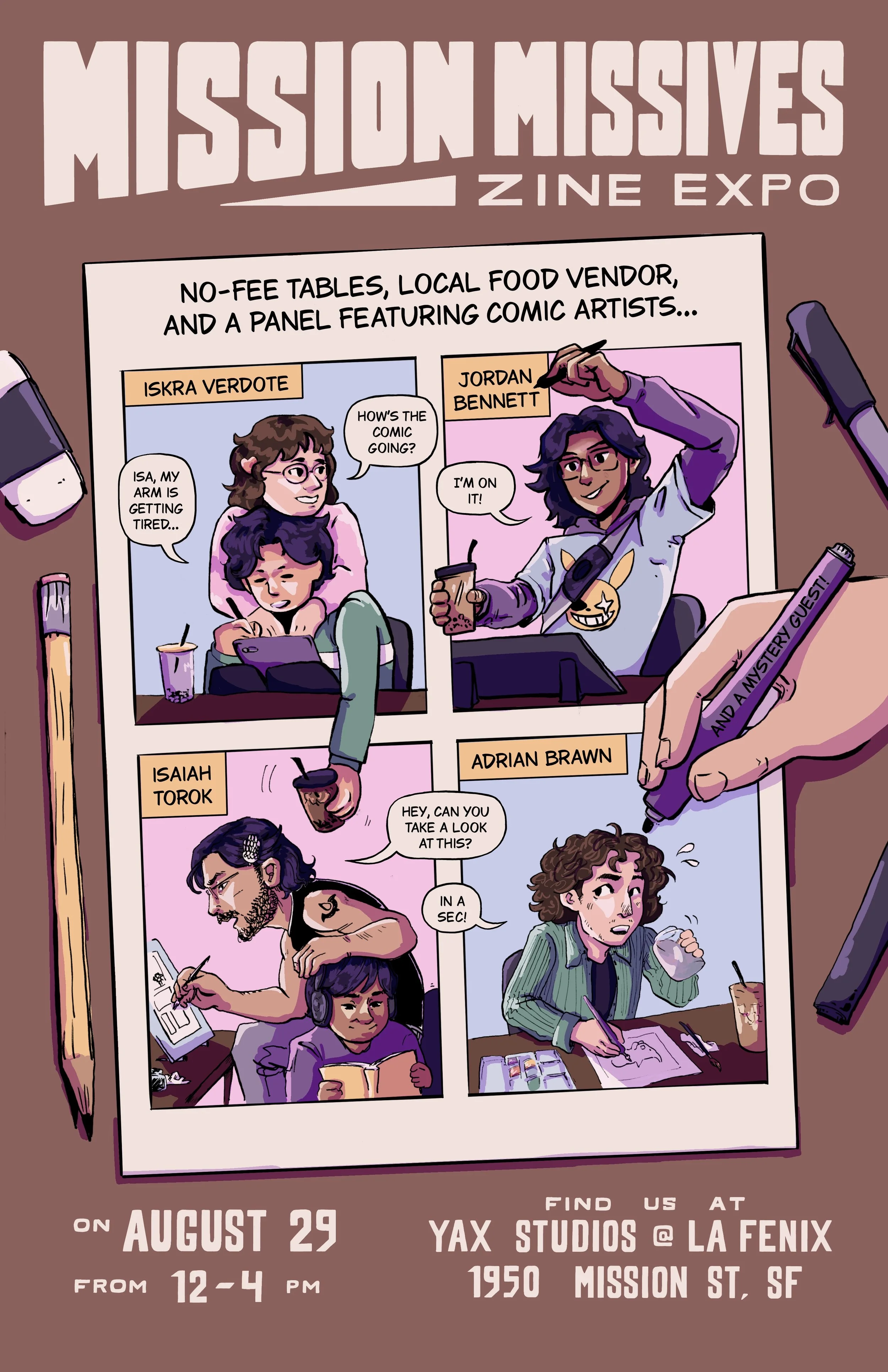 Official colorist for poster
Pencils + Lettering: Adrian Brawn
Inks: Isaiah Torok