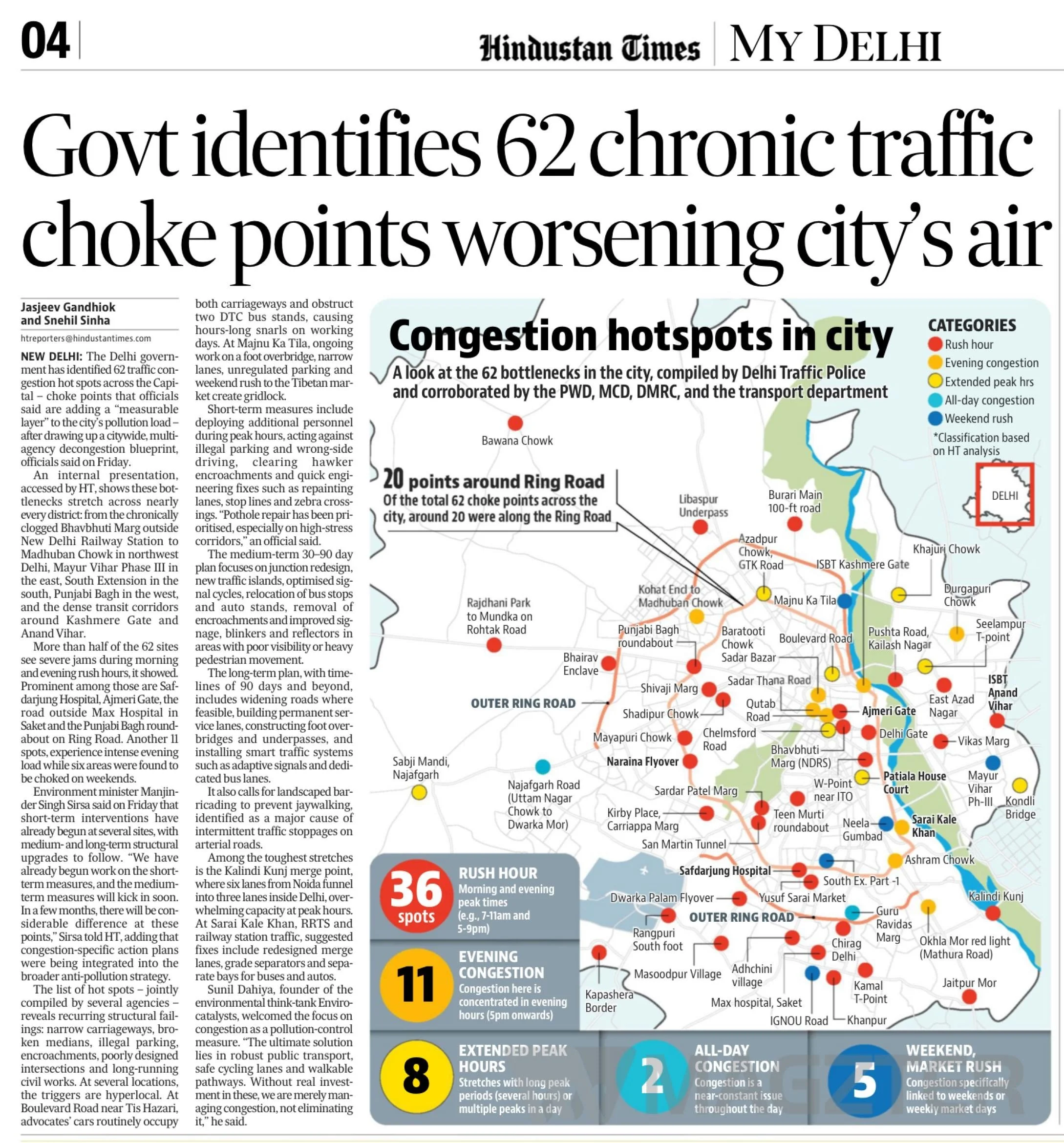 Govt identifies 62 chronic traffic choke points worsening city’s air