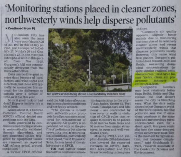 Monitoring stations placed in cleaner zones, northwesterly winds help disperse pollutants