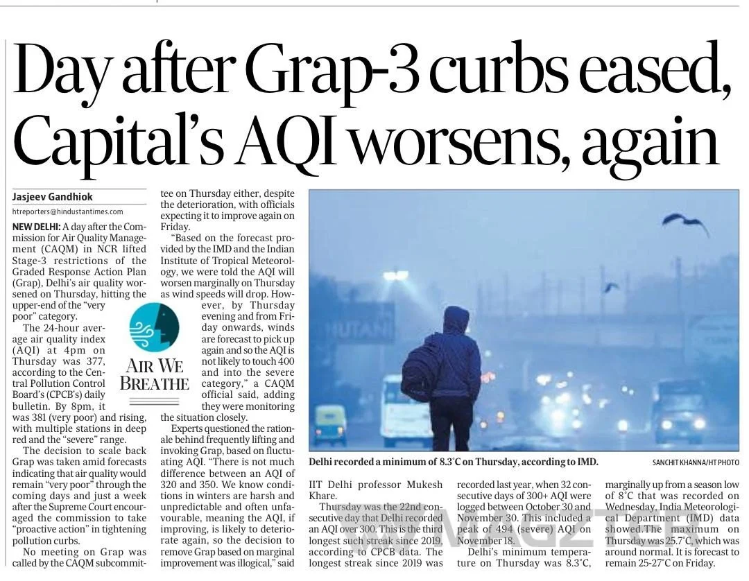 Day after Grap-3 curbs eased, Capital’s AQI worsens, again