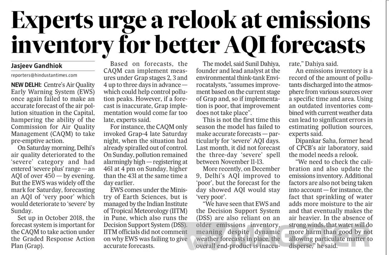 Experts urge a relook at emissions inventory for better AQI forecasts