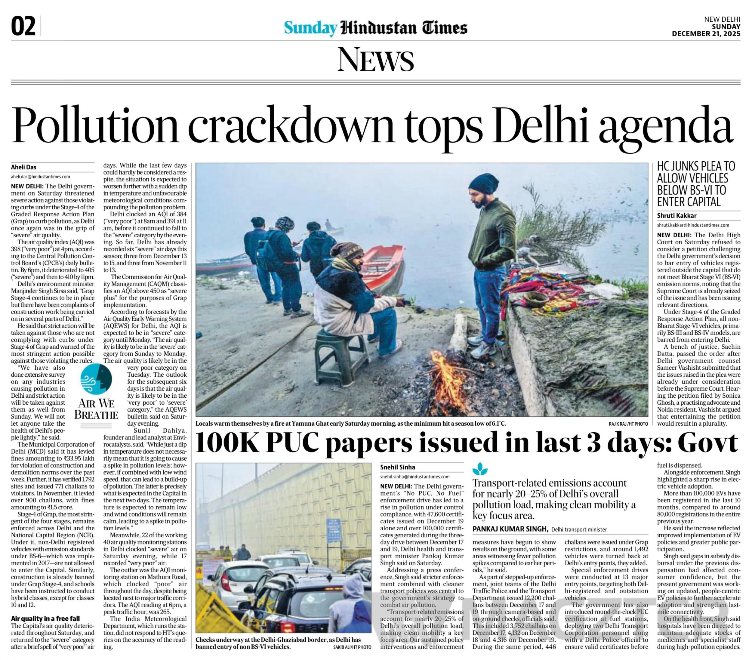 Pollution crackdown tops Delhi agenda